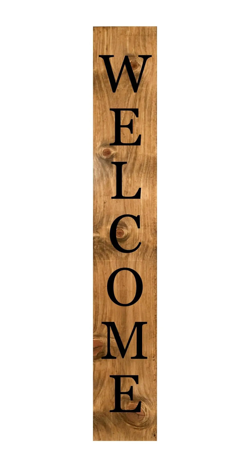 59" Black And Natural Solid Wood Welcome Porch Sign Homeroots Outdoor