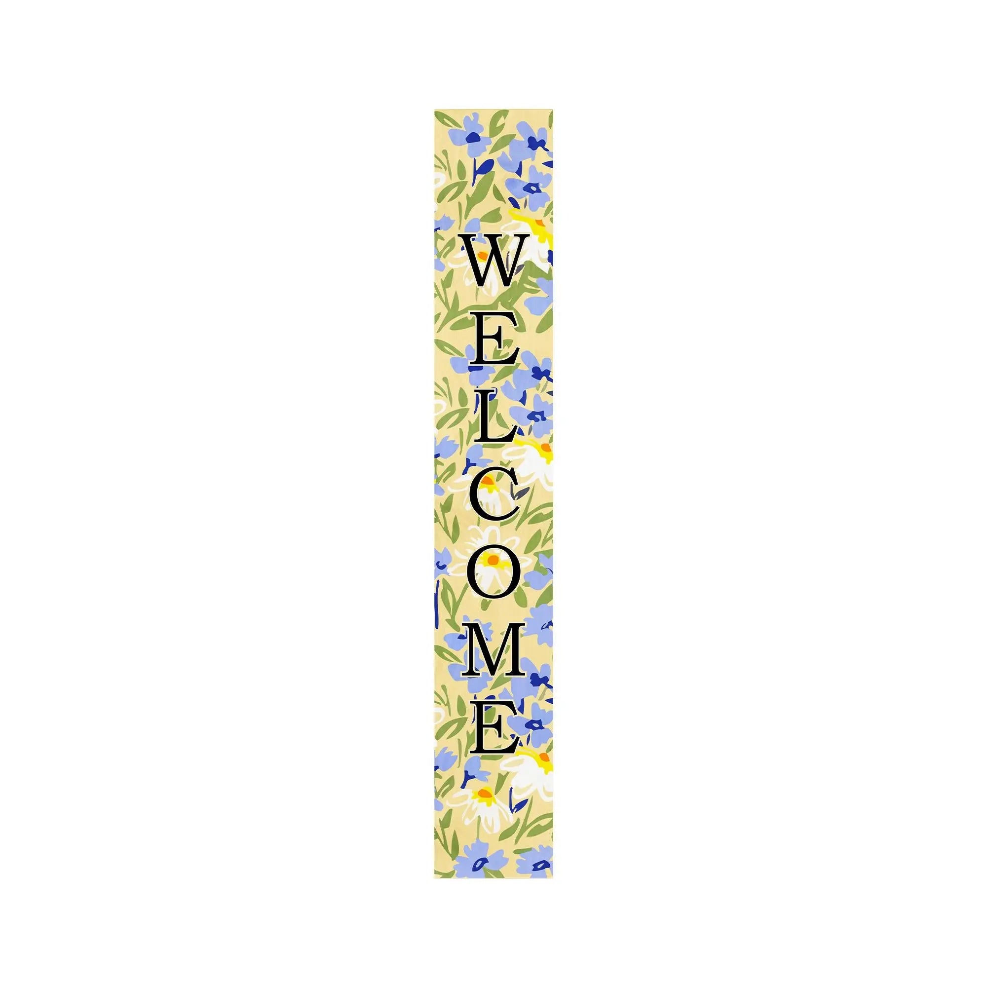 59" Black Blue Cream And Green Solid Wood Daisies Welcome Porch Sign Homeroots Outdoor