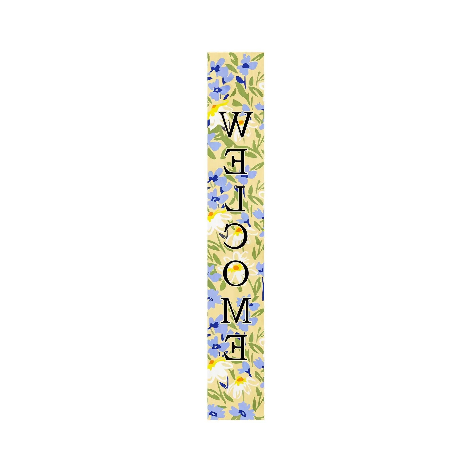 59" Black Blue Cream And Green Solid Wood Daisies Welcome Porch Sign Homeroots Outdoor