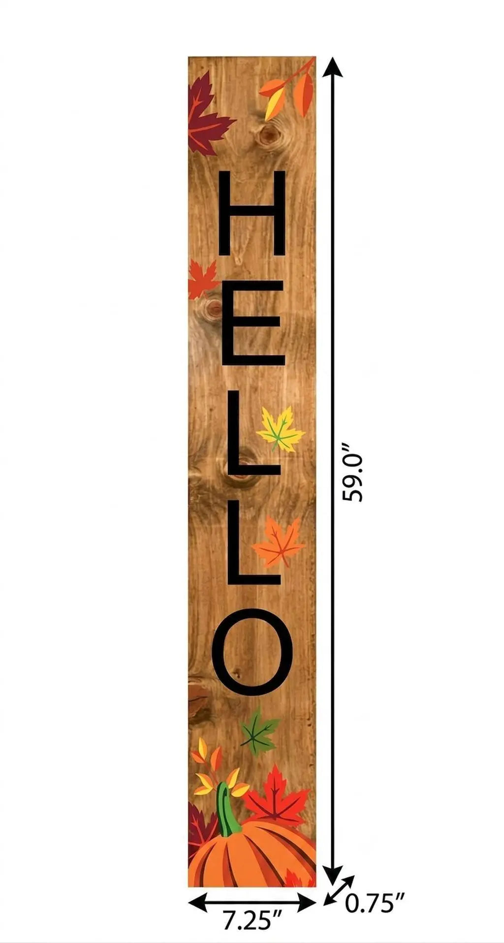 59" Black Natural And Orange Solid Wood Hello Porch Sign Homeroots Outdoor
