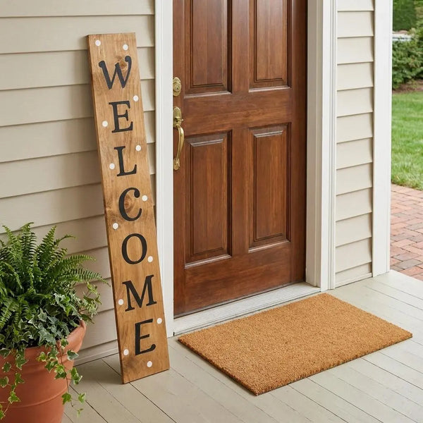 59" Black Natural And White Solid Wood Welcome Porch Sign Homeroots Outdoor