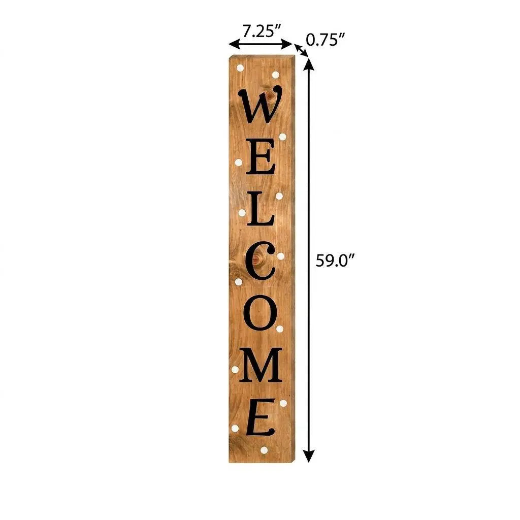 59" Black Natural And White Solid Wood Welcome Porch Sign Homeroots Outdoor