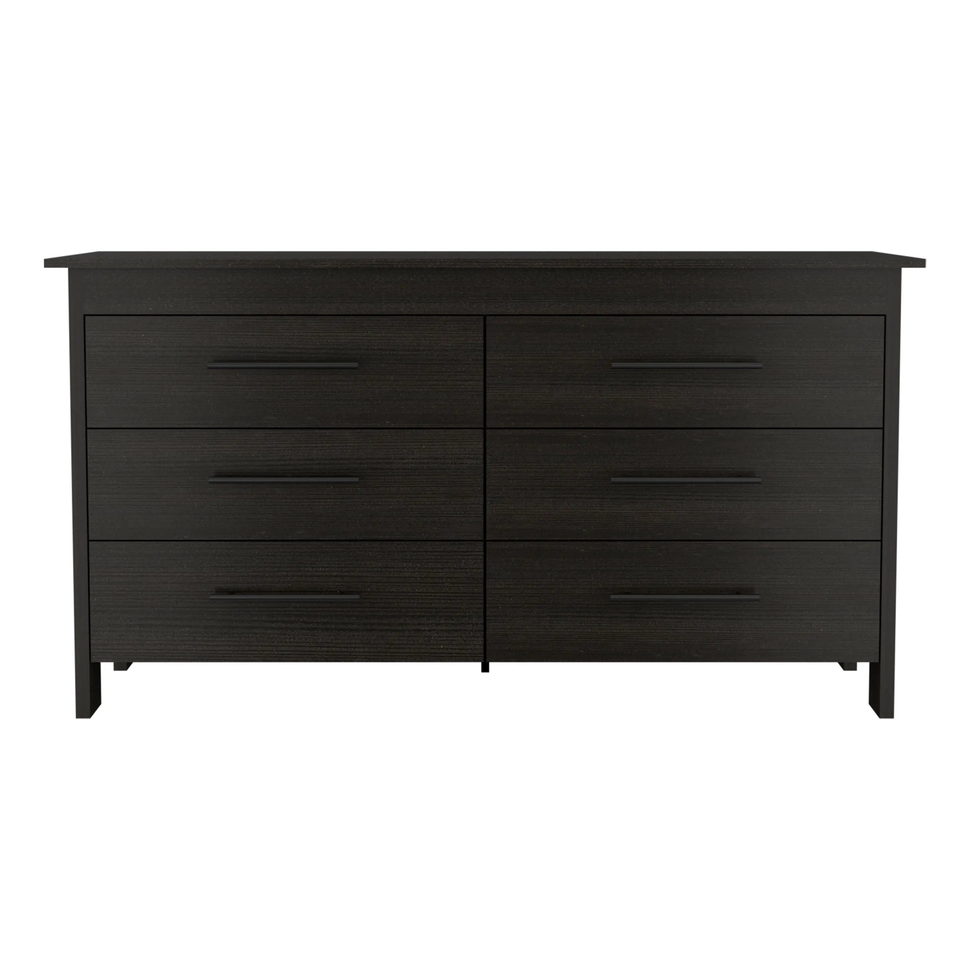 59" Black Six Drawer Double Dresser Homeroots Bed & Bath