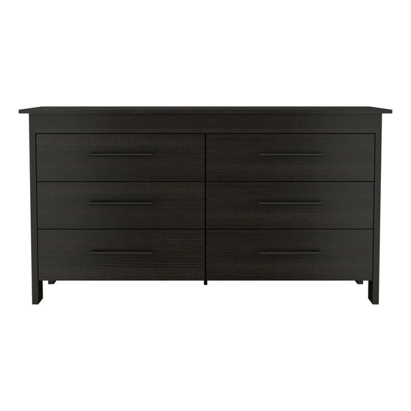 59" Black Six Drawer Double Dresser Homeroots Bed & Bath