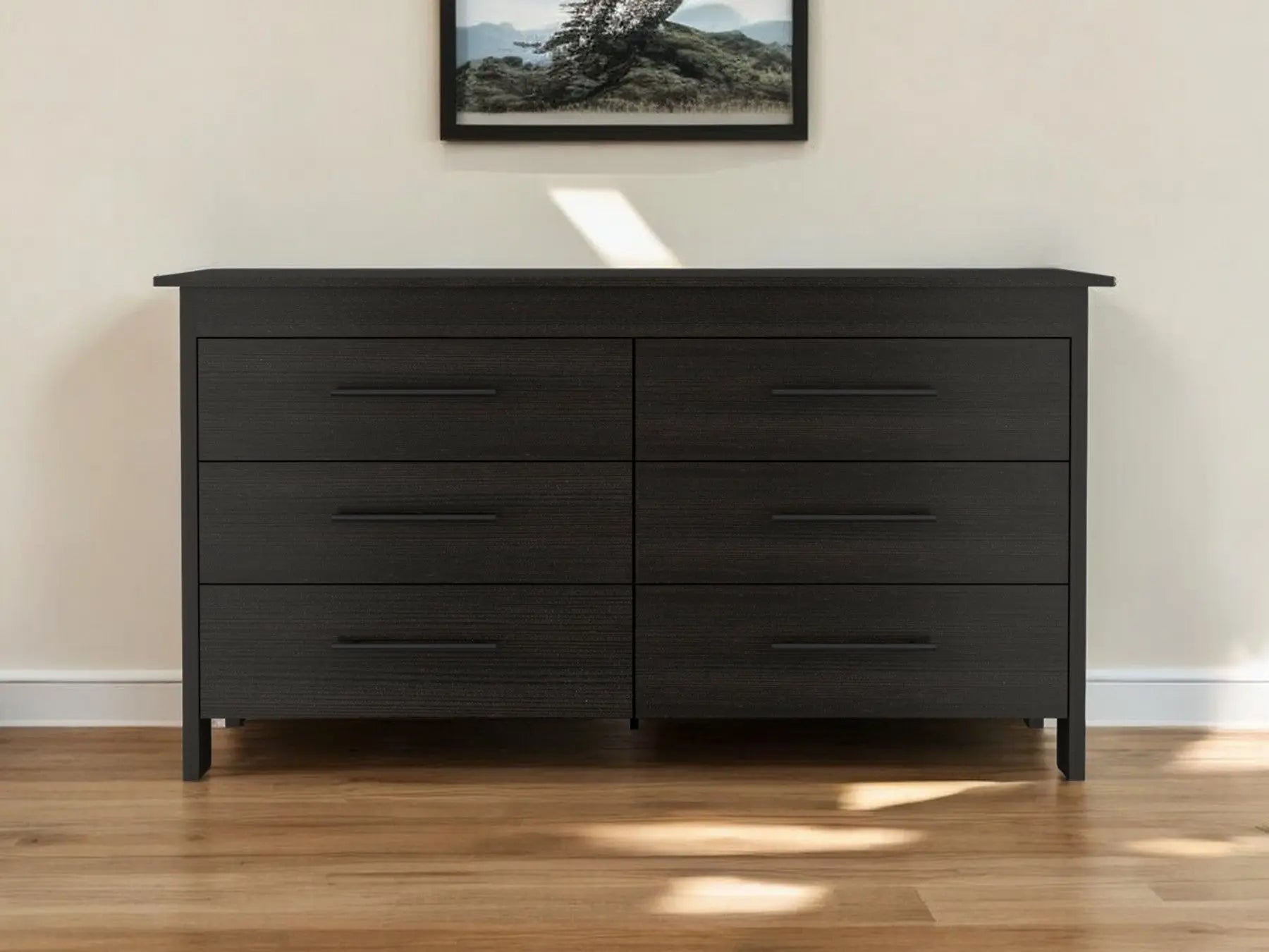 59" Black Six Drawer Double Dresser Homeroots Bed & Bath