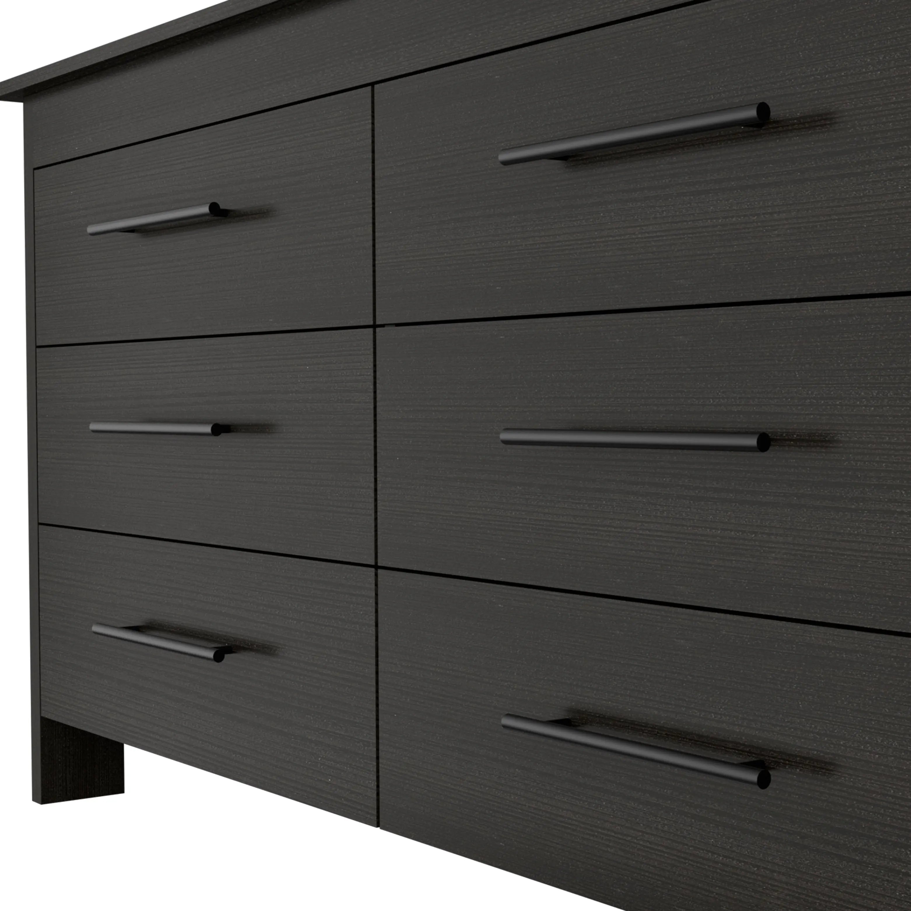 59" Black Six Drawer Double Dresser Homeroots Bed & Bath