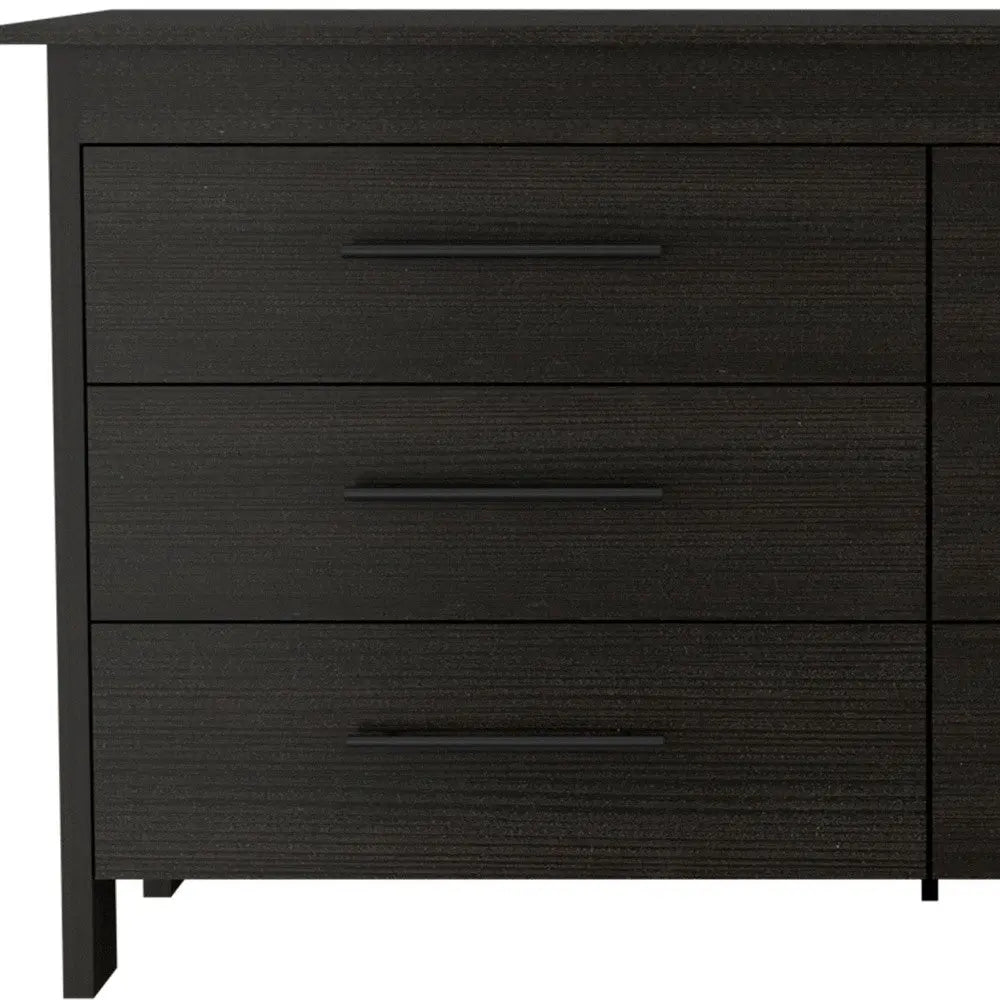 59" Black Six Drawer Double Dresser Homeroots Bed & Bath
