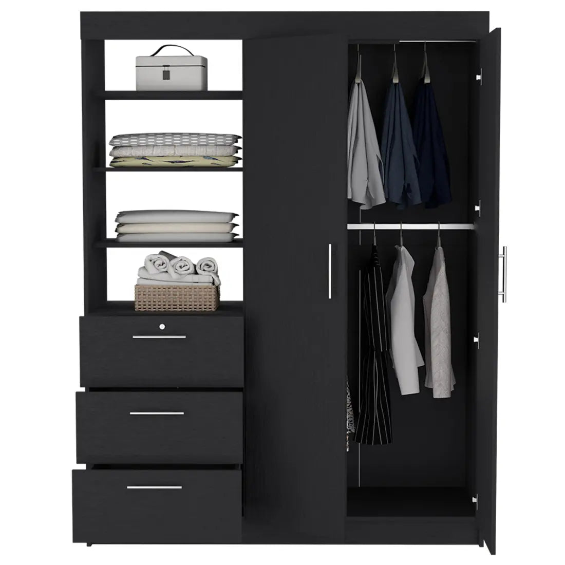 59" Black Three Drawer Dresser Homeroots Bed & Bath