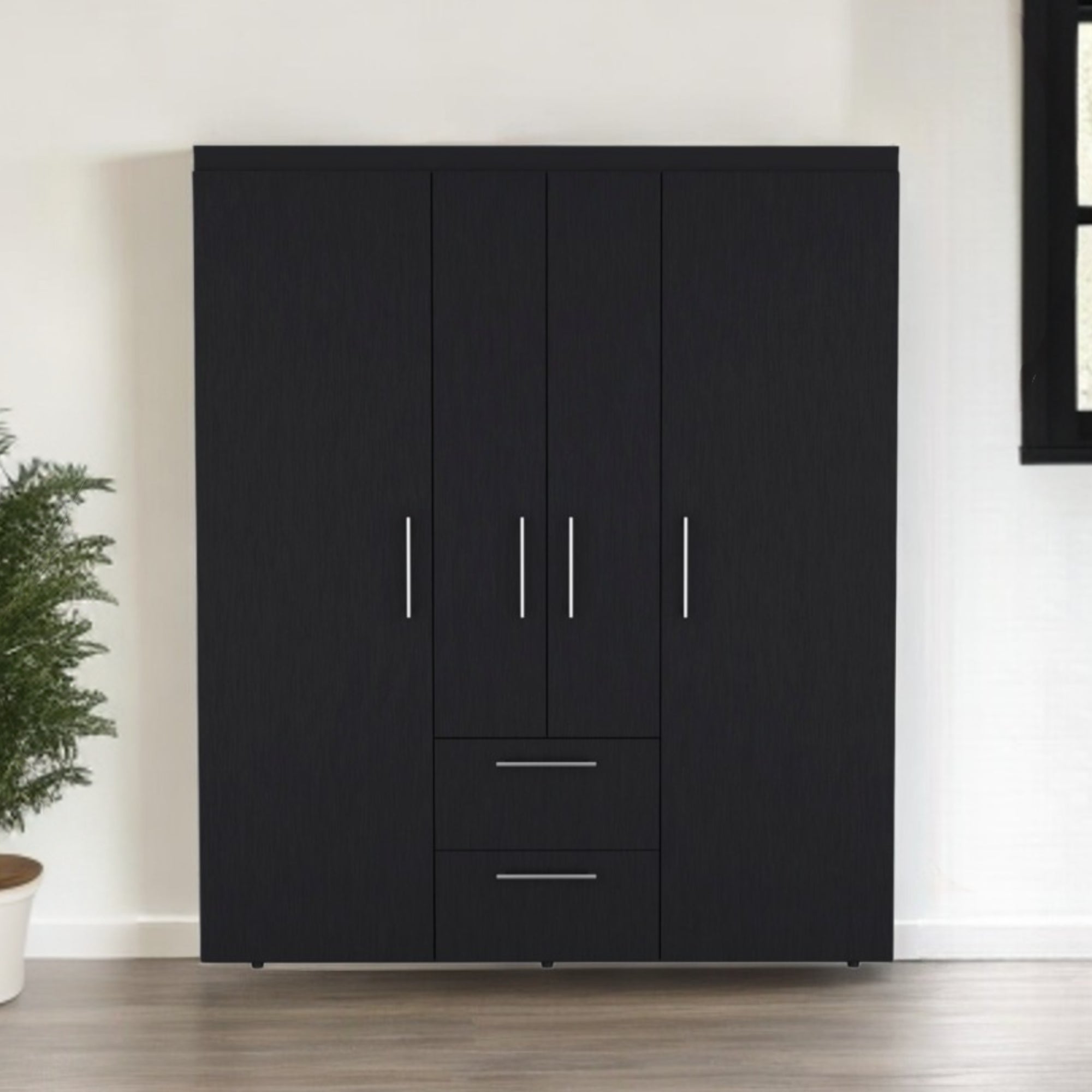 59" Black Two Drawer Combo Dresser - GreatEagleInc