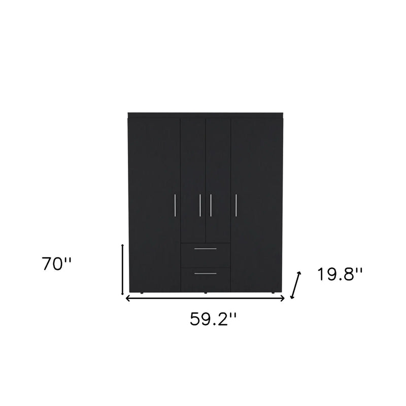 59" Black Two Drawer Combo Dresser - GreatEagleInc
