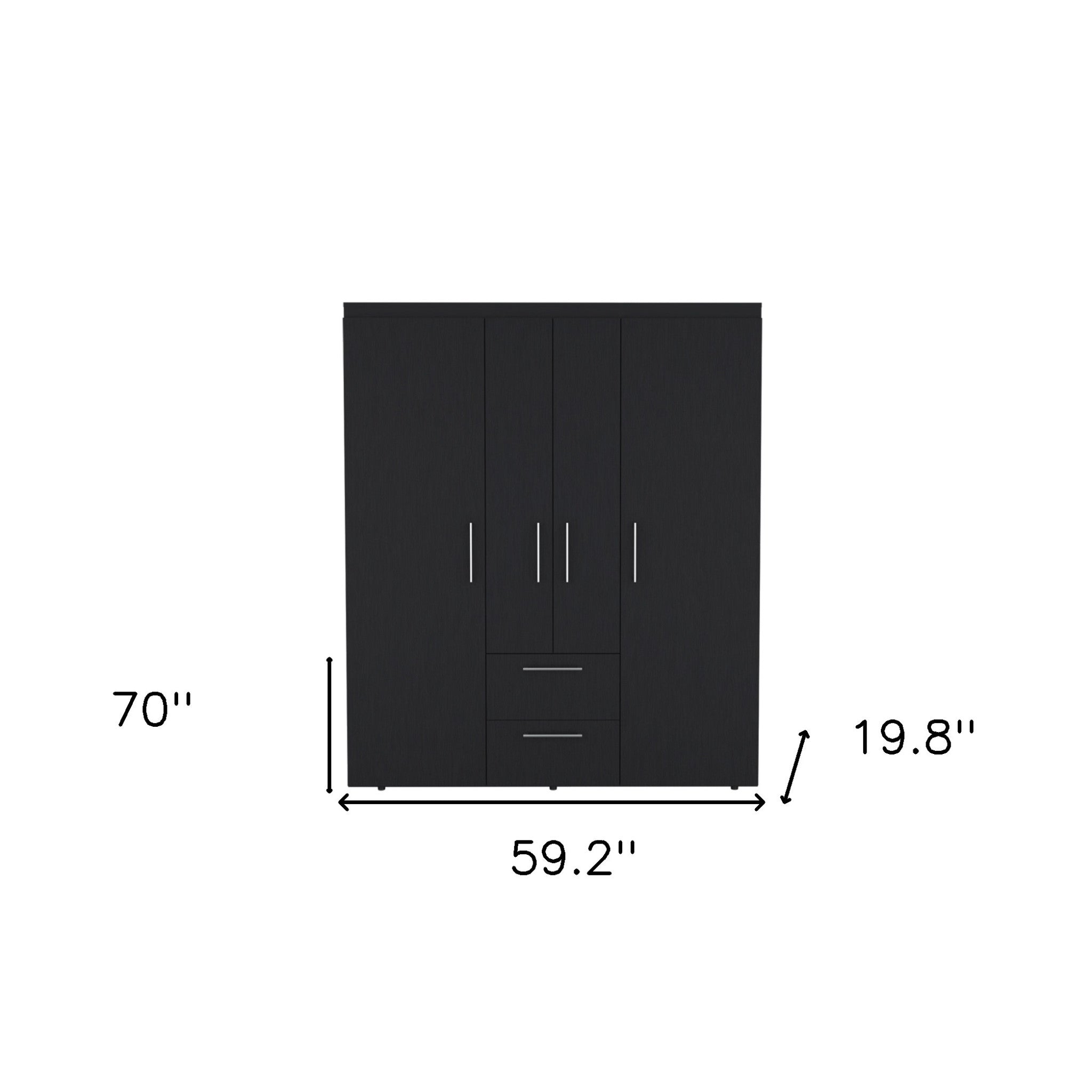 59" Black Two Drawer Combo Dresser - GreatEagleInc