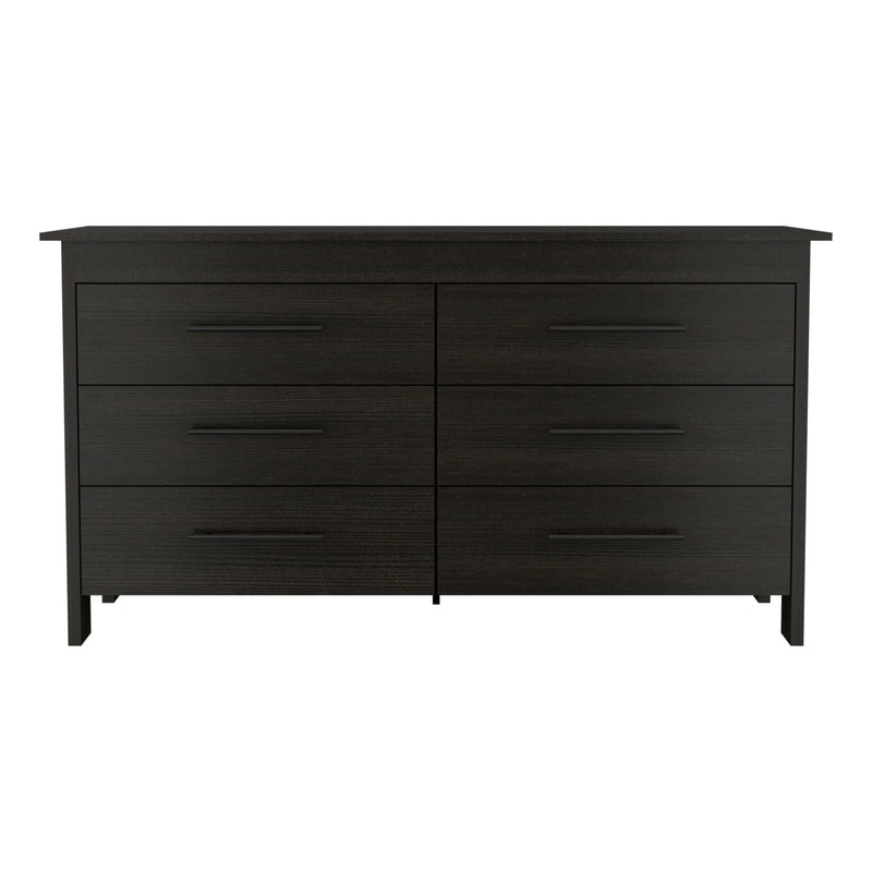 59" Black Wood Six Drawer Double Dresser Homeroots Bed & Bath