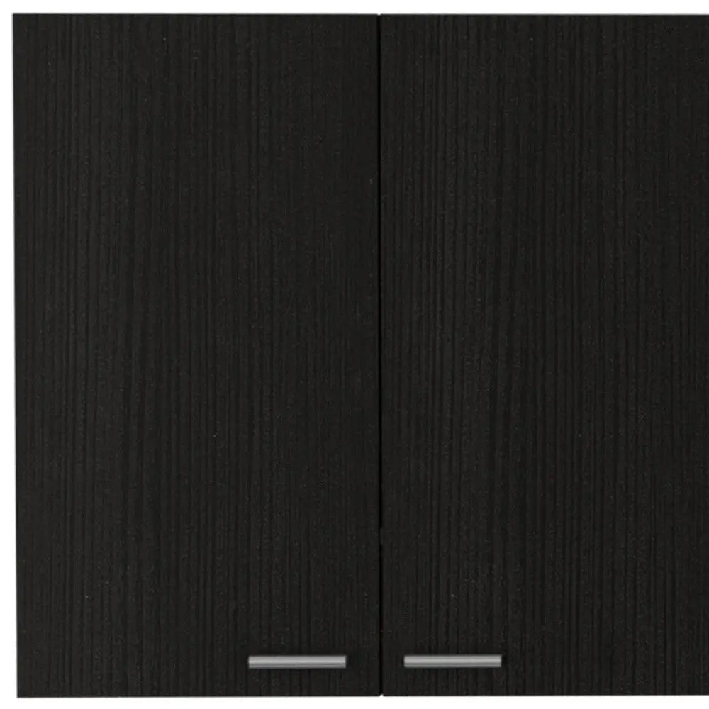 59" Black Wood Wall mounted Accent Cabinet With Five Shelves Homeroots Kitchen & Dining