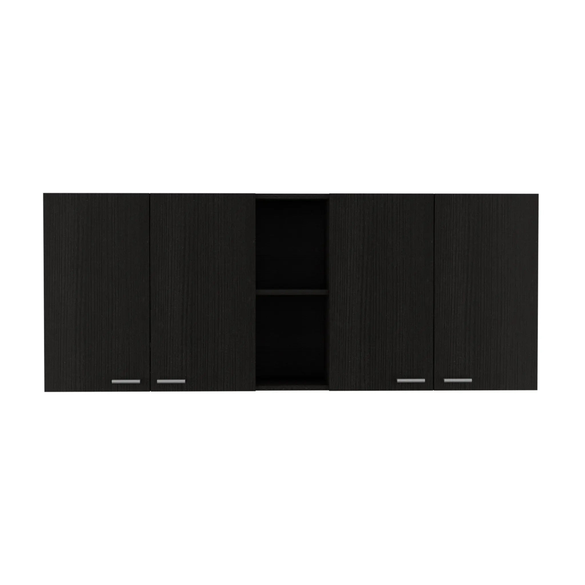59" Black Wood Wall mounted Accent Cabinet With Five Shelves Homeroots Kitchen & Dining