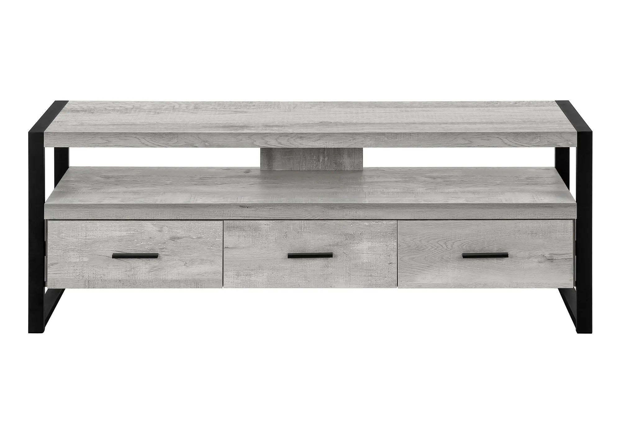 59" Black and Gray Cabinet Enclosed Storage TV Stand Homeroots Living Room