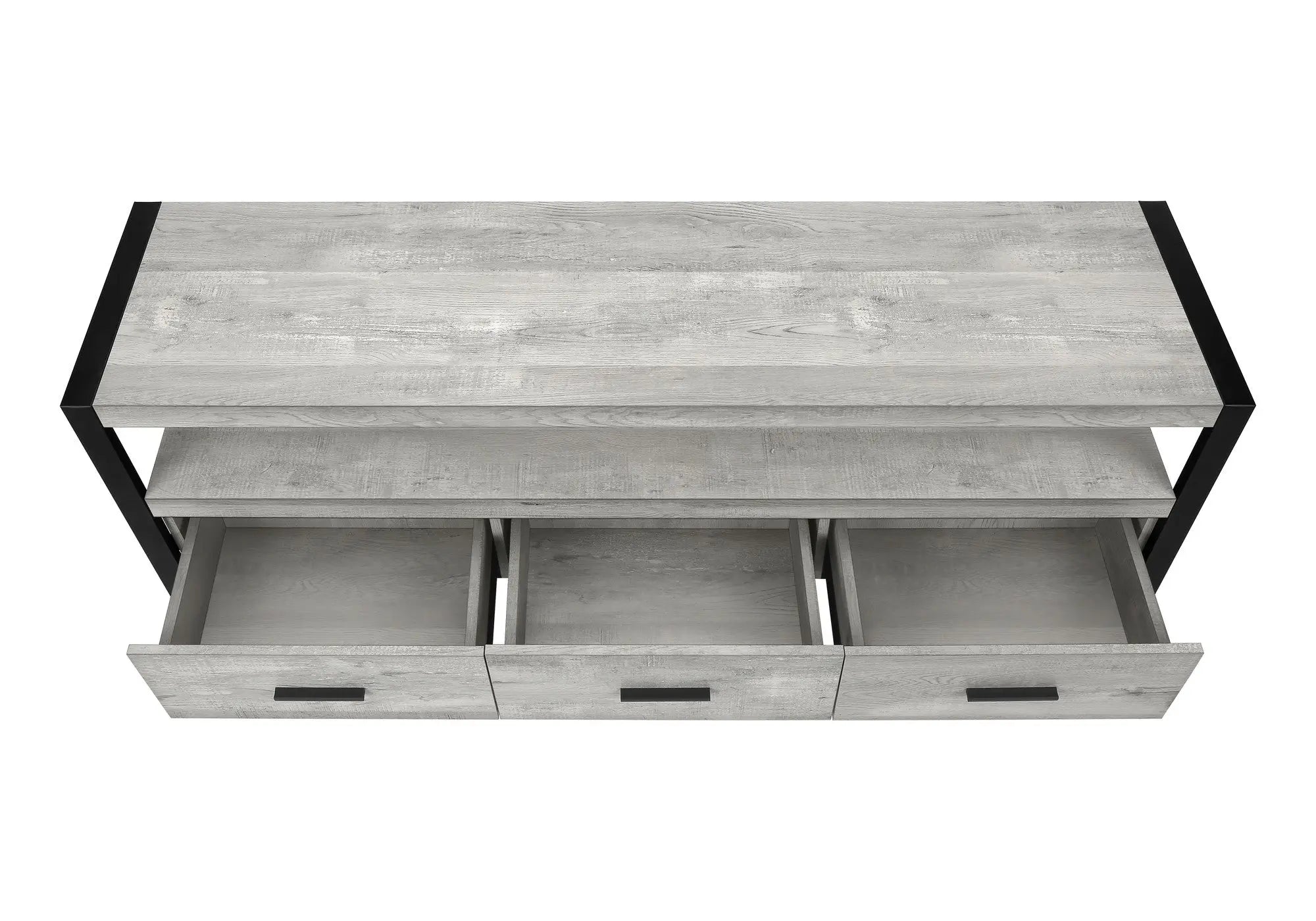 59" Black and Gray Cabinet Enclosed Storage TV Stand Homeroots Living Room