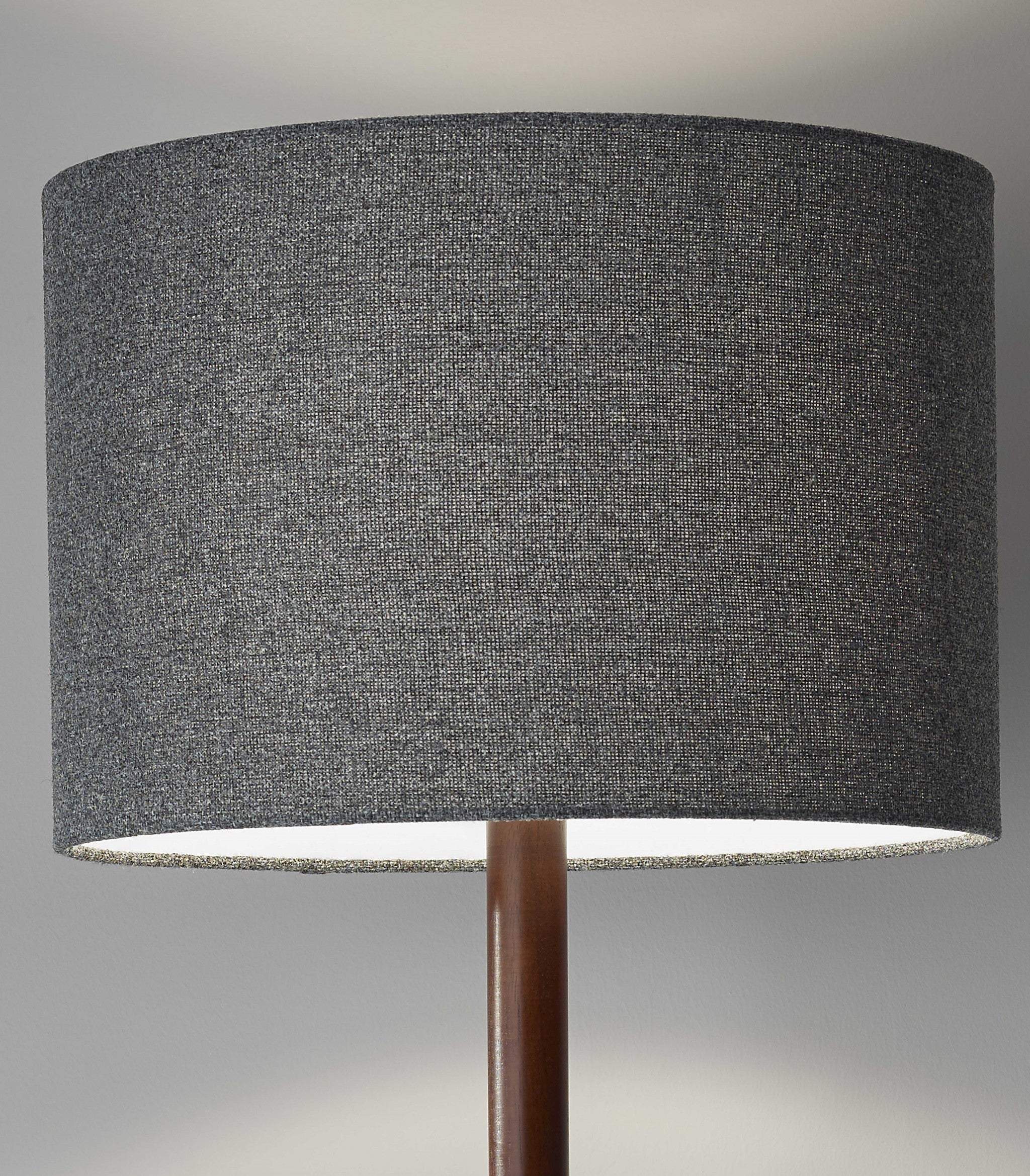59" Brown And Black Solid Wood Floor Lamp With Dark Gray Fabric Drum Shade - GreatEagleInc