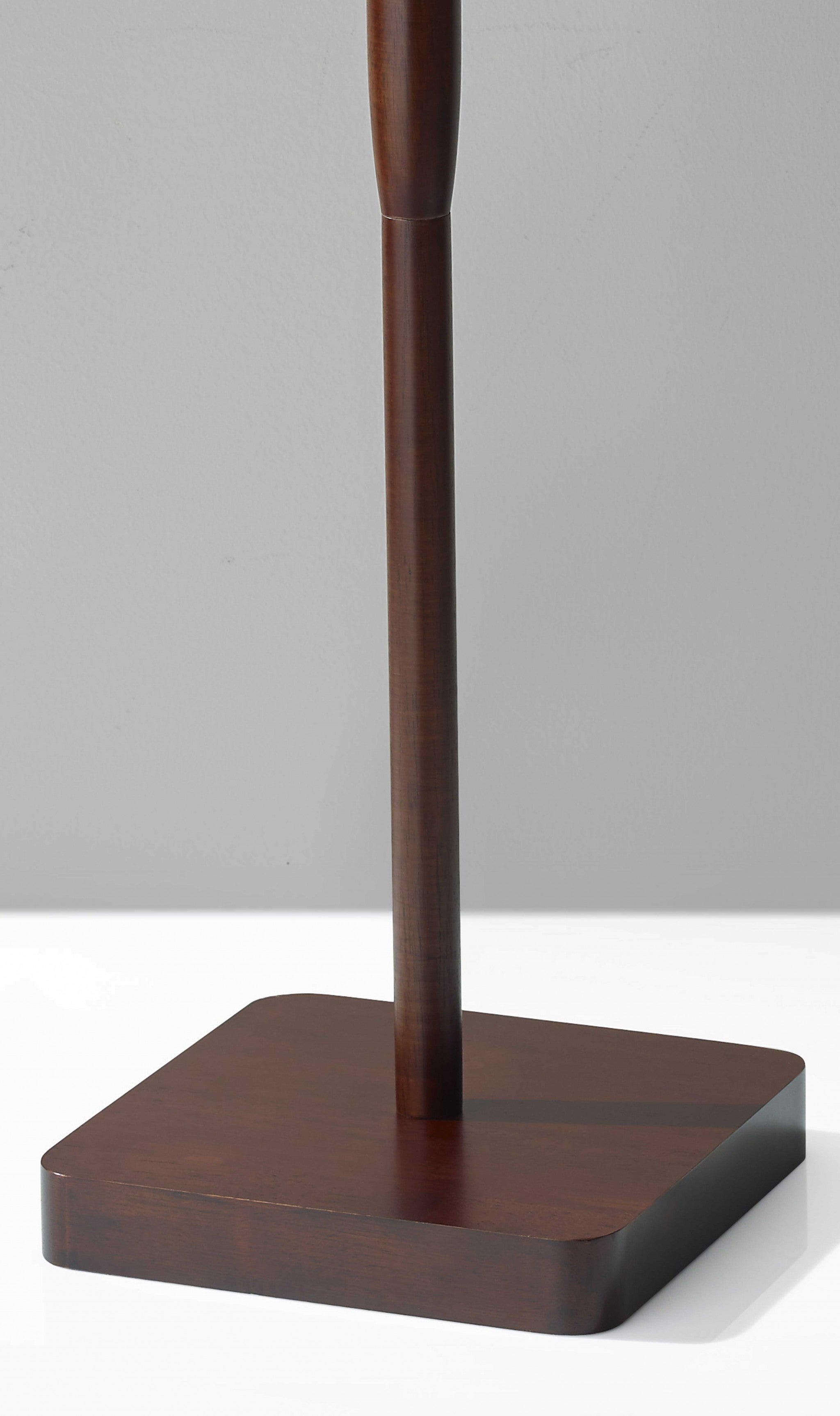 59" Brown And Black Solid Wood Floor Lamp With Dark Gray Fabric Drum Shade - GreatEagleInc