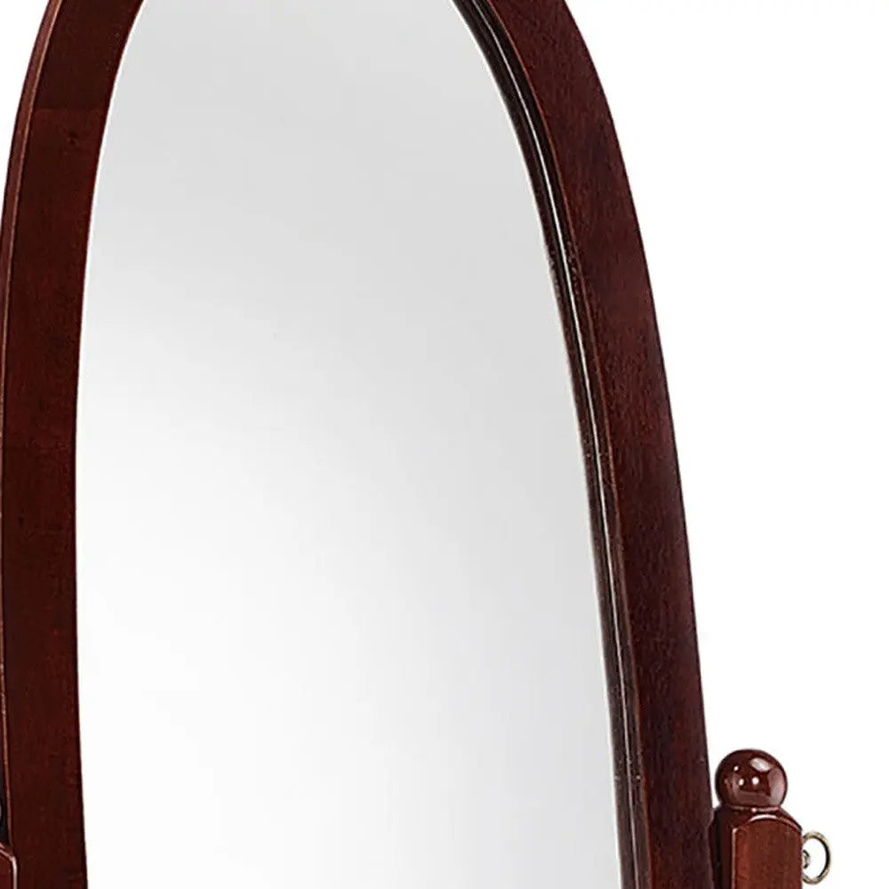 59" Brown Cherry Oval Framed Cheval Standing Mirror Homeroots Bed & Bath
