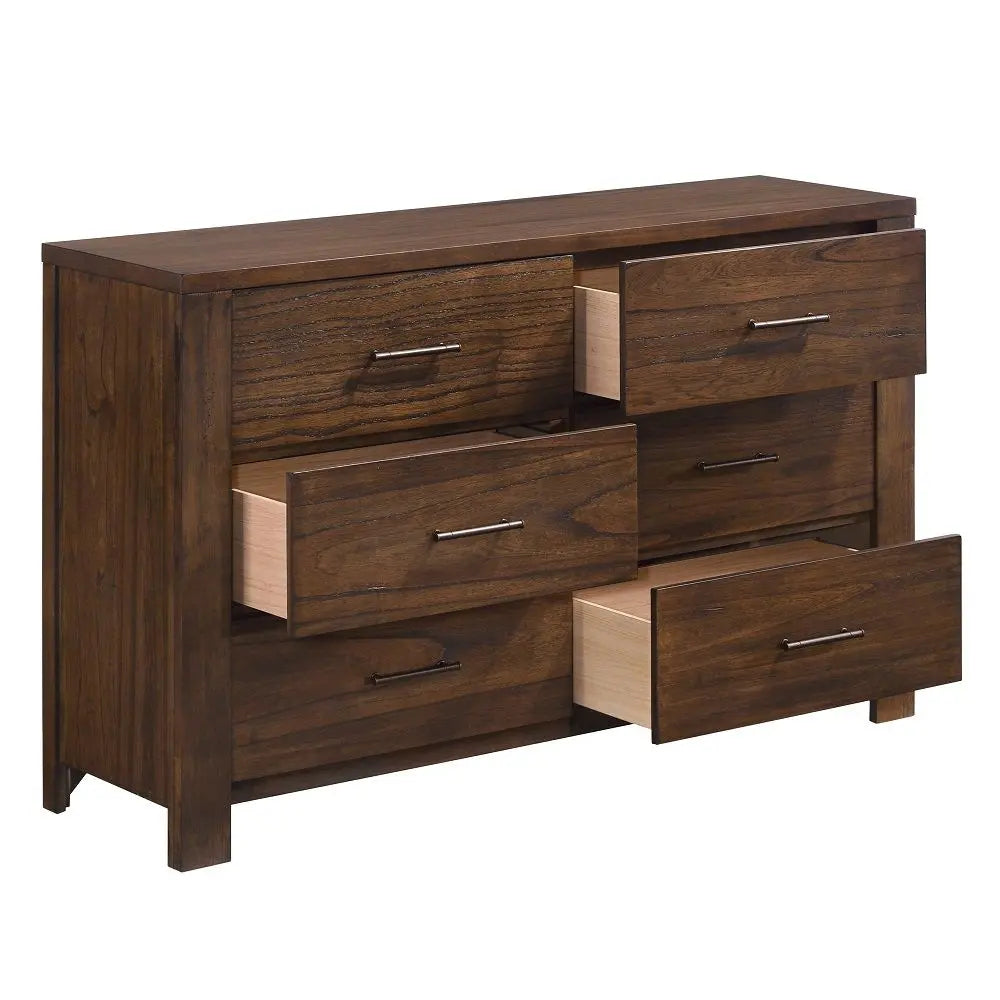 59" Brown Metal Six Drawer Dresser Homeroots Bed & Bath