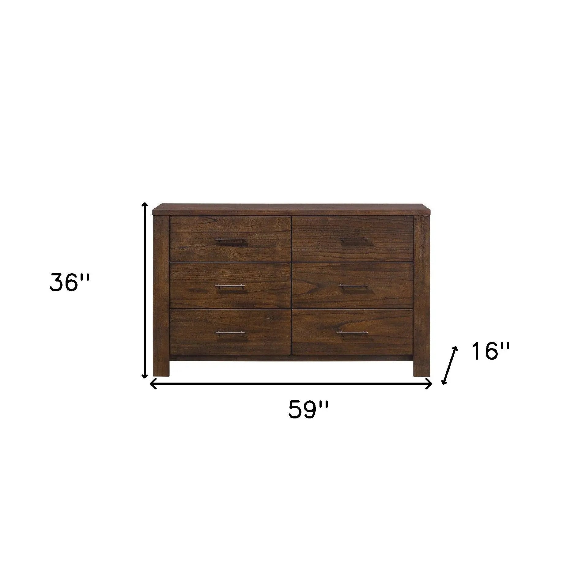 59" Brown Metal Six Drawer Dresser Homeroots Bed & Bath