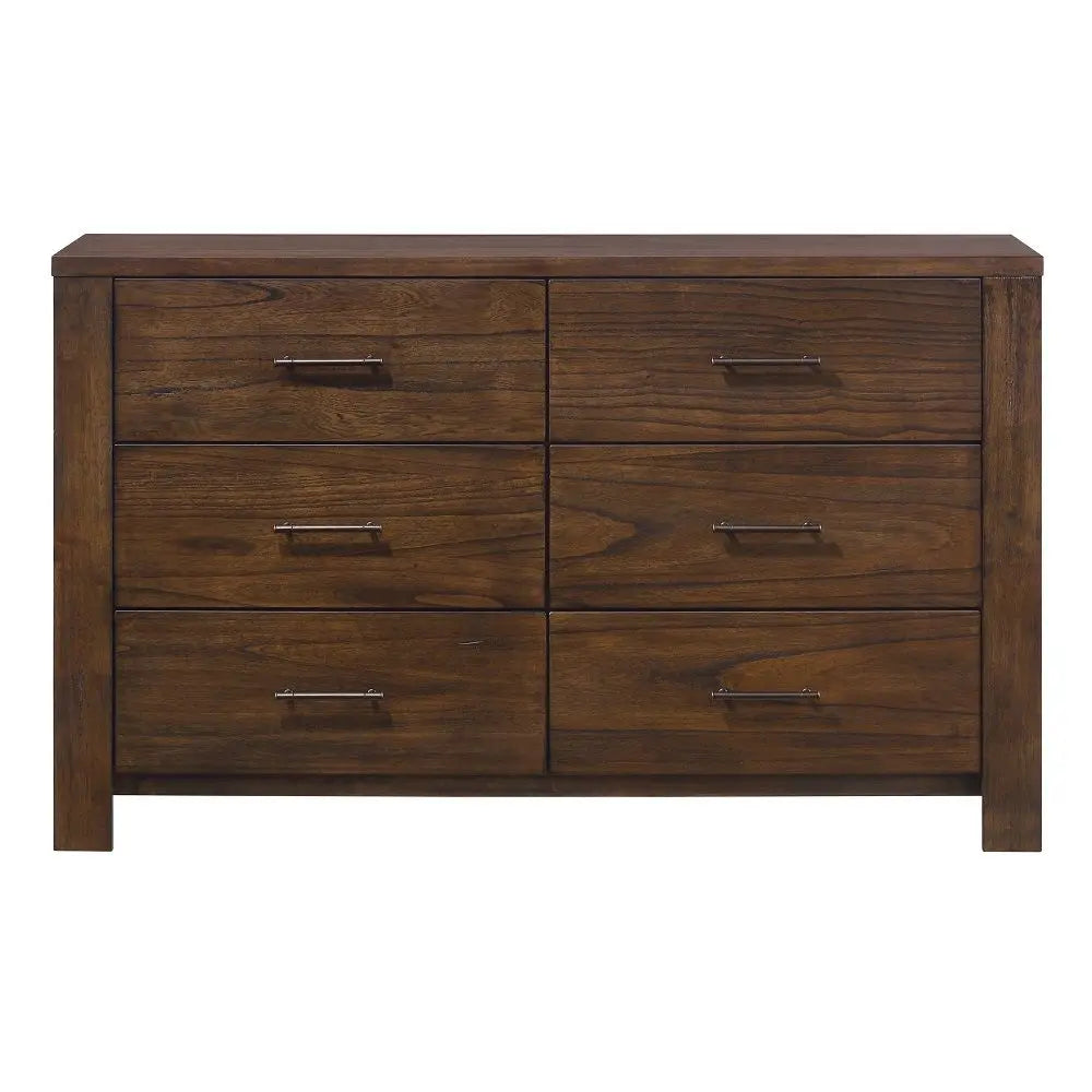 59" Brown Metal Six Drawer Dresser Homeroots Bed & Bath