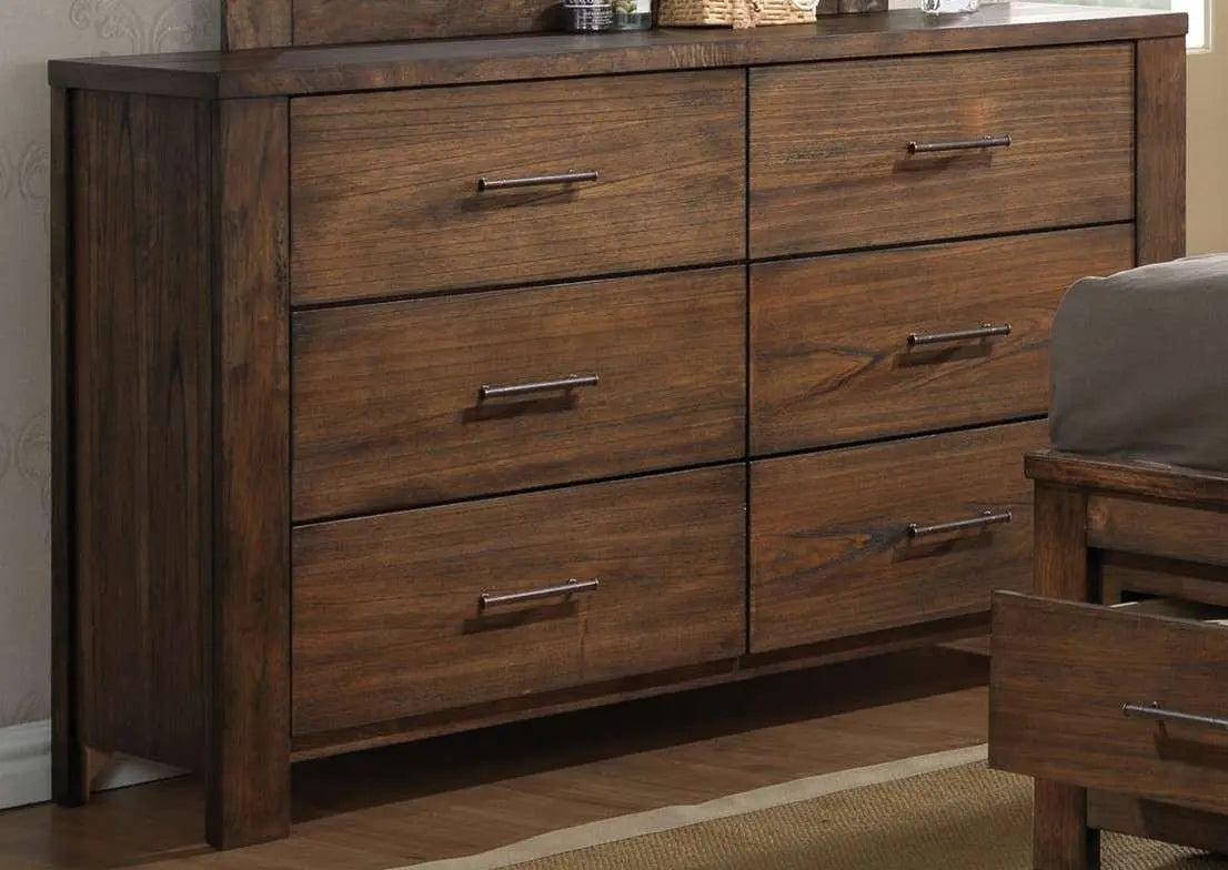 59" Brown Metal Six Drawer Dresser Homeroots Bed & Bath