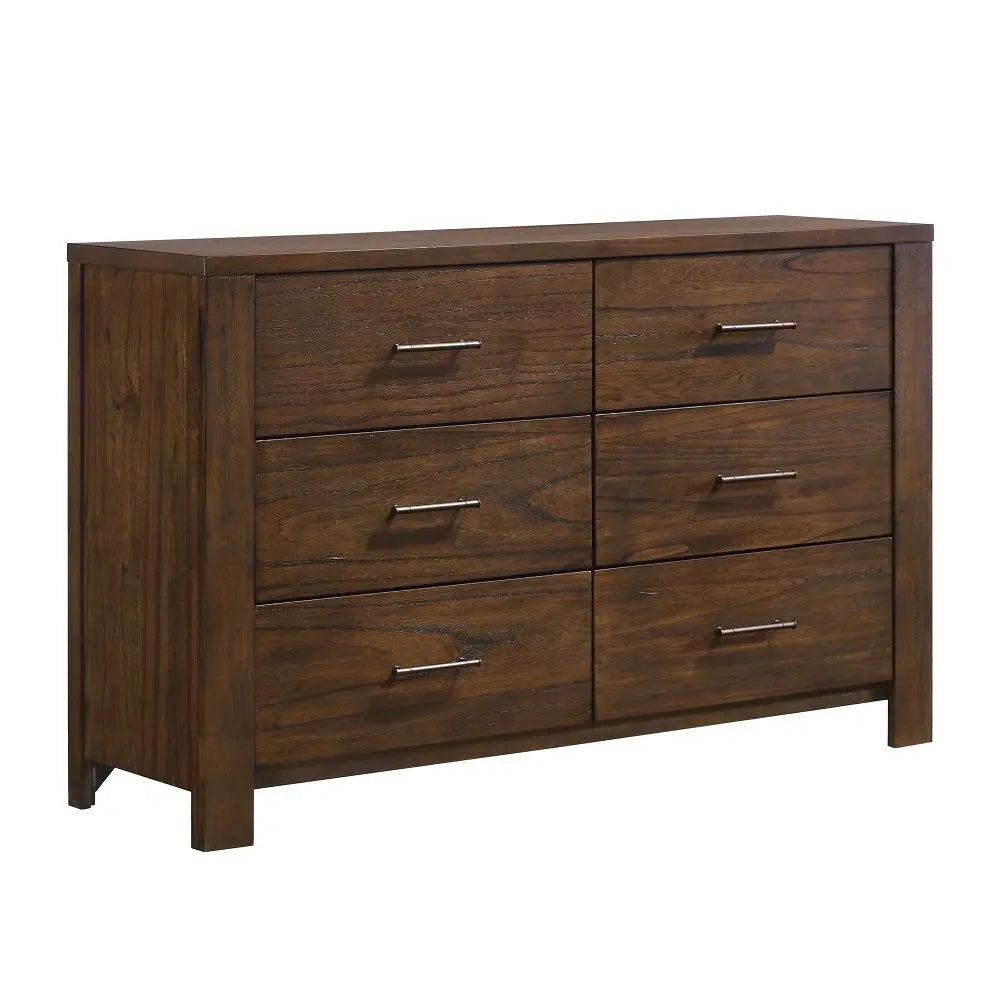 59" Brown Metal Six Drawer Dresser Homeroots Bed & Bath