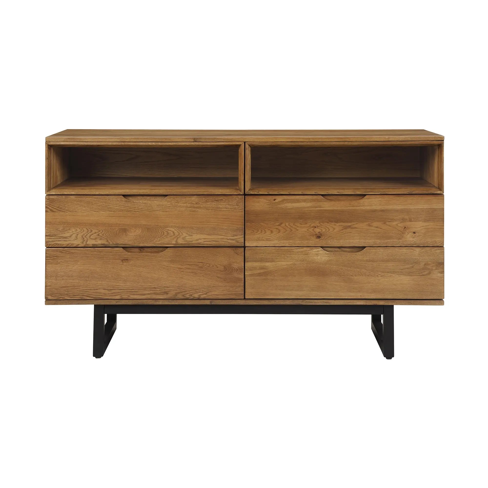 59" Brown Solid Wood Four Drawer Double Dresser Homeroots Bed & Bath