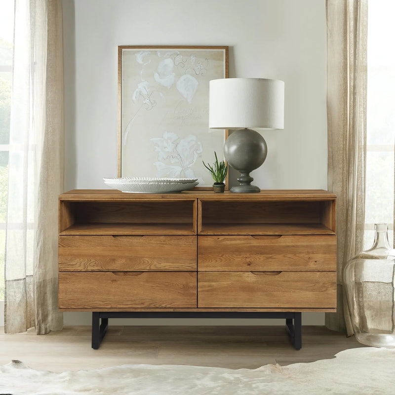 59" Brown Solid Wood Four Drawer Double Dresser Homeroots Bed & Bath