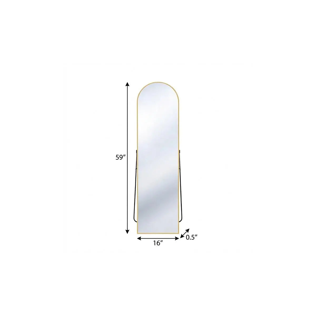 59" Gold Aluminum Arch Freestanding And Wall Mounted Framed Full Length Mirror Homeroots Bed & Bath