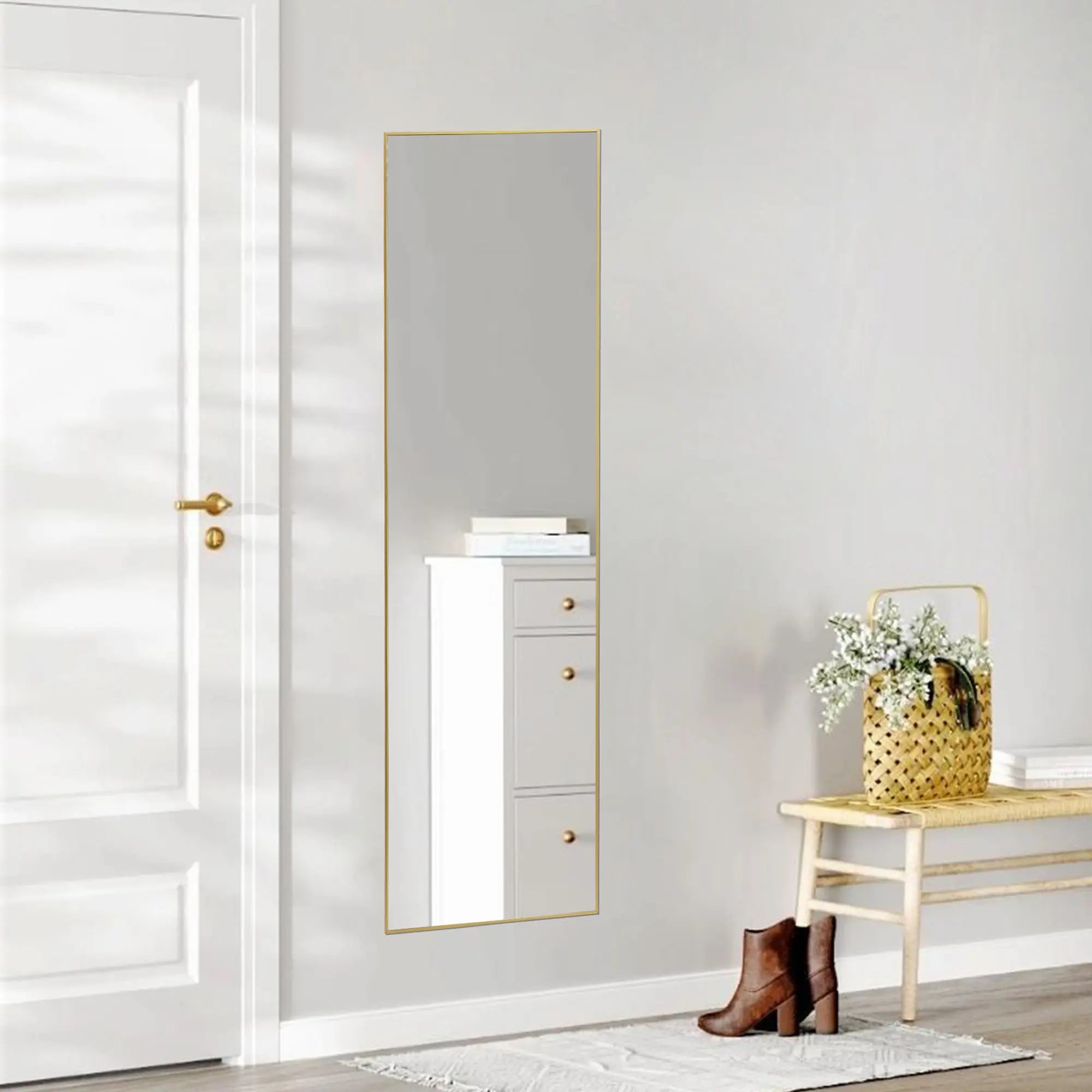 59" Gold Aluminum Freestanding And Wall Mounted Framed Full Length Mirror Homeroots Bed & Bath