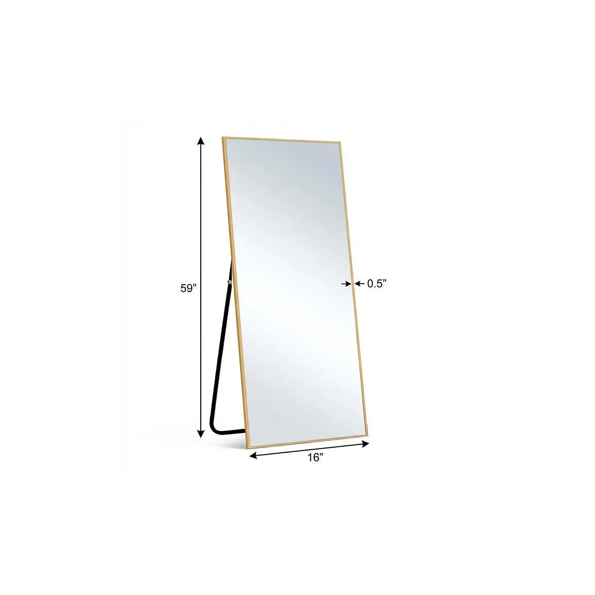 59" Gold Aluminum Freestanding And Wall Mounted Framed Full Length Mirror Homeroots Bed & Bath