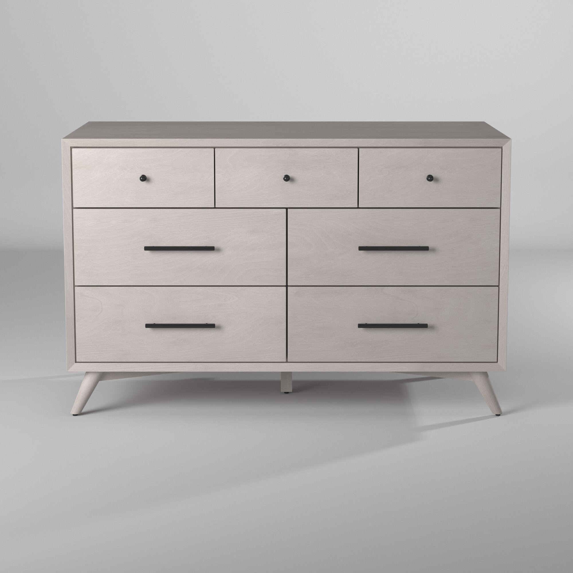 59" Gray Solid Wood Seven Drawer Double Dresser - GreatEagleInc