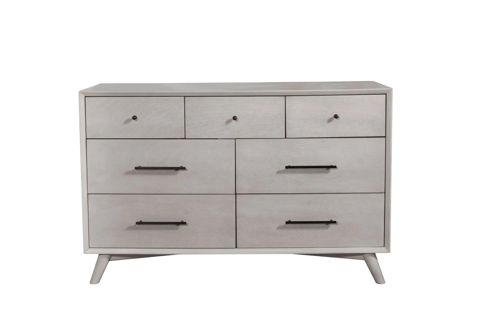 59" Gray Solid Wood Seven Drawer Double Dresser - GreatEagleInc
