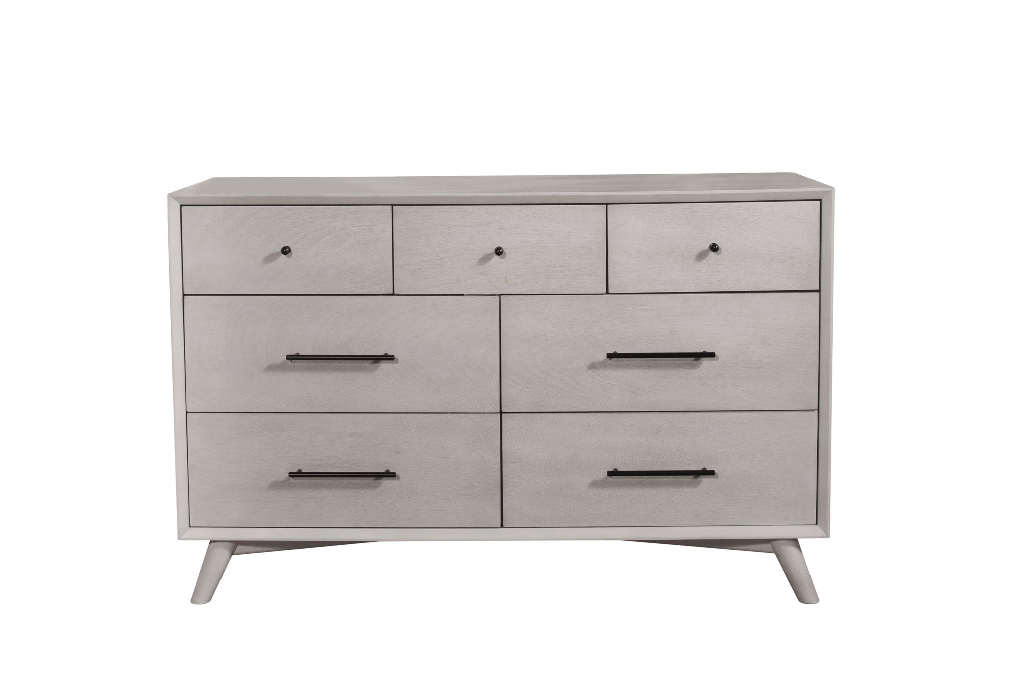 59" Gray Solid Wood Seven Drawer Double Dresser - GreatEagleInc