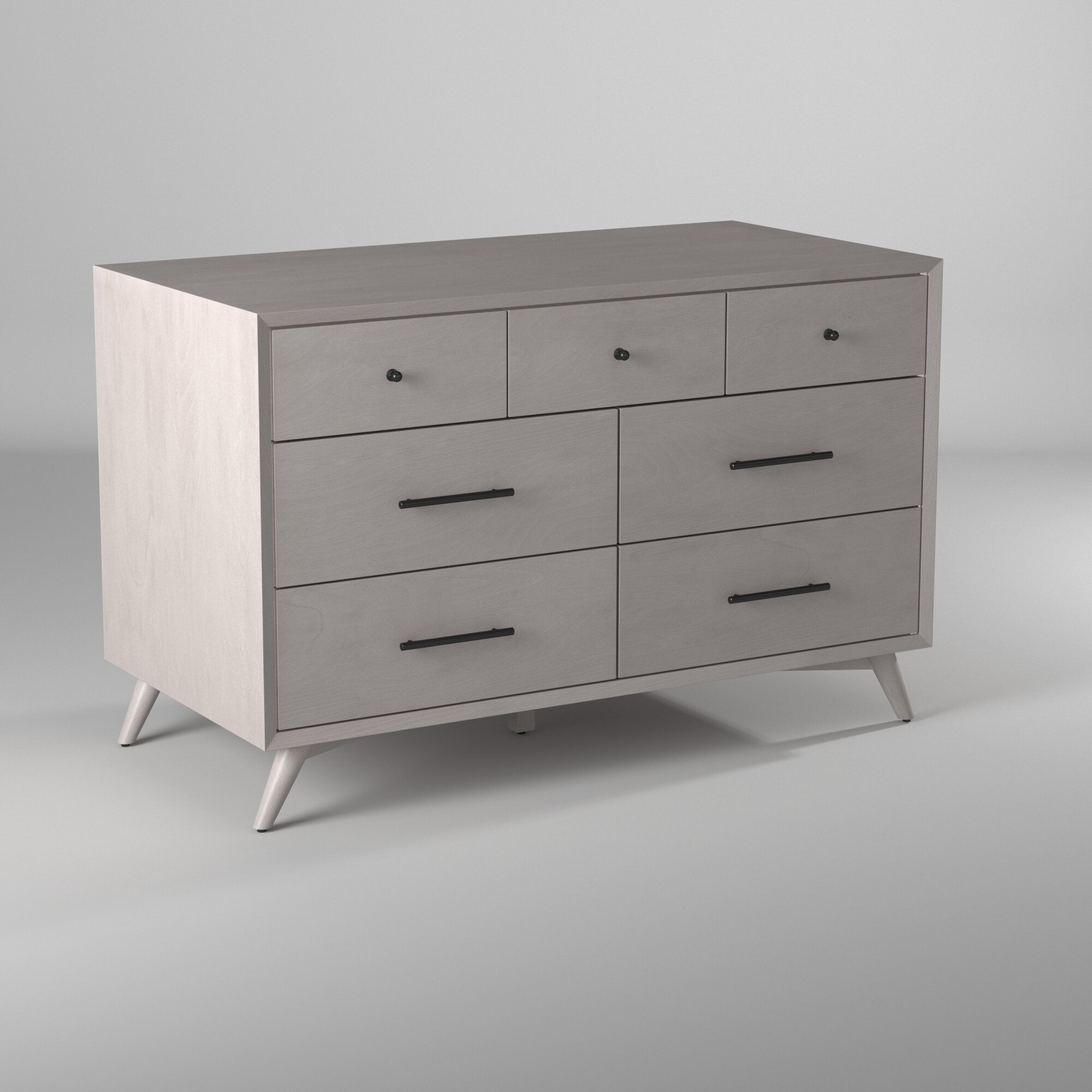 59" Gray Solid Wood Seven Drawer Double Dresser - GreatEagleInc