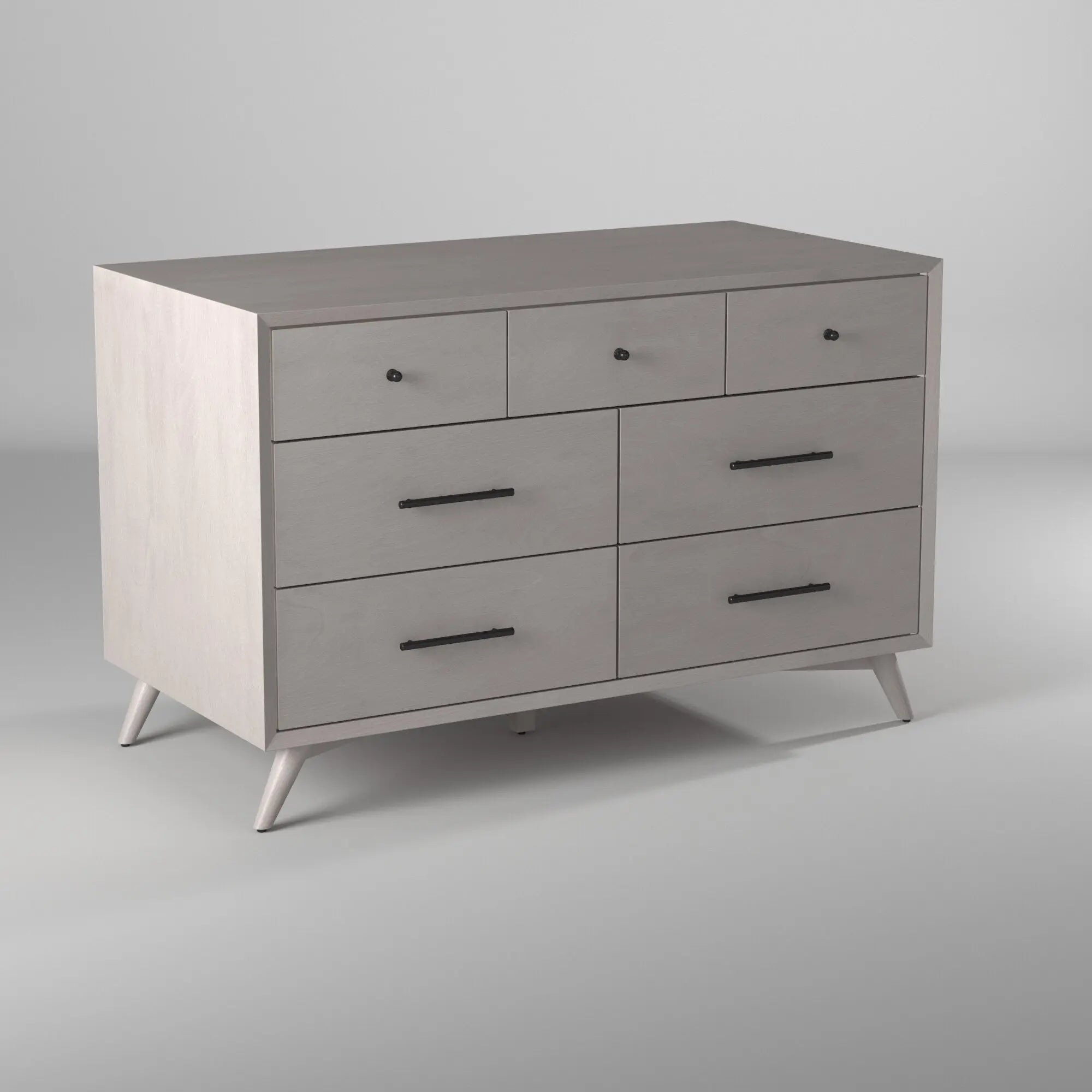 59" Gray Solid Wood Seven Drawer Double Dresser - GreatEagleInc