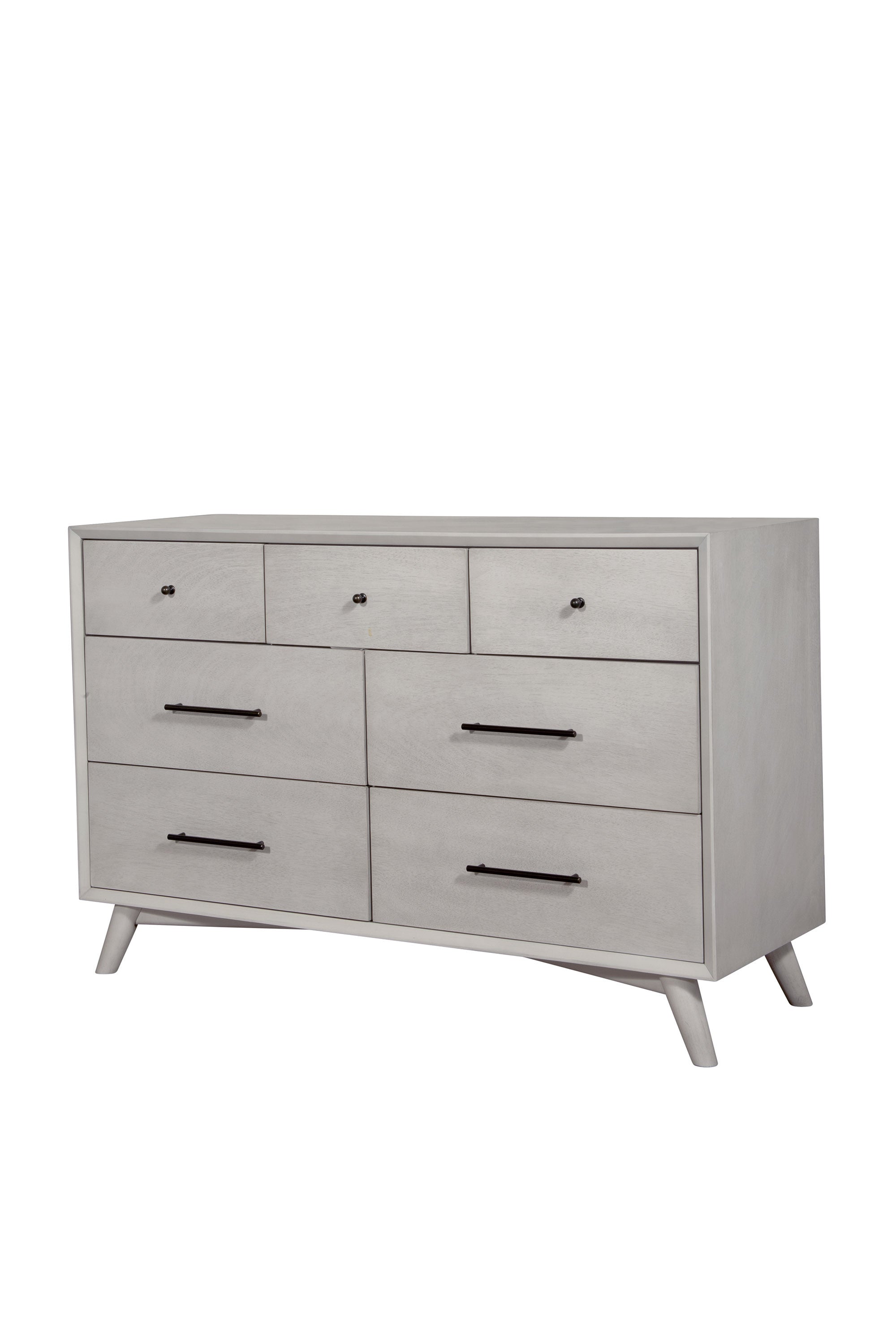 59" Gray Solid Wood Seven Drawer Double Dresser - GreatEagleInc