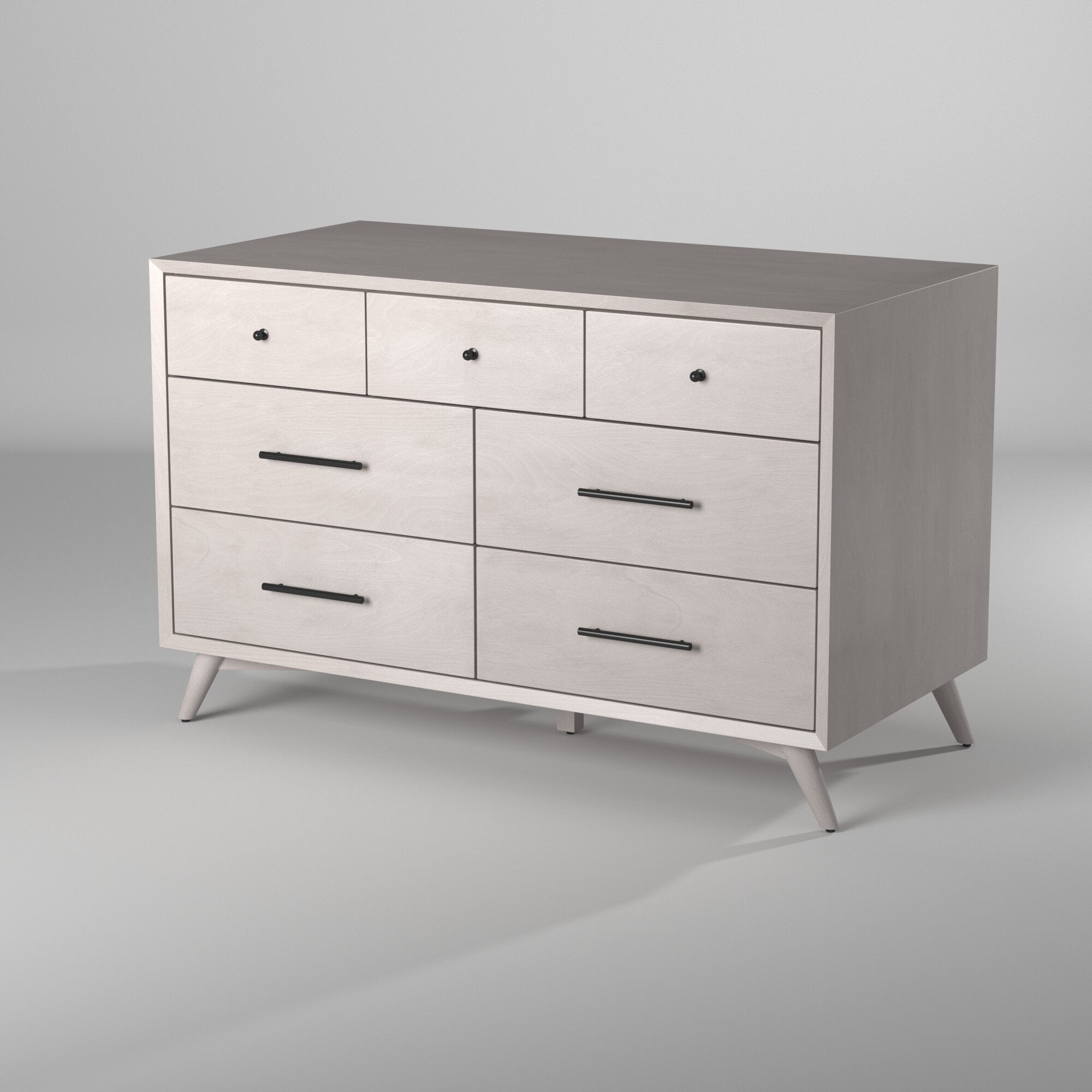 59" Gray Solid Wood Seven Drawer Double Dresser - GreatEagleInc