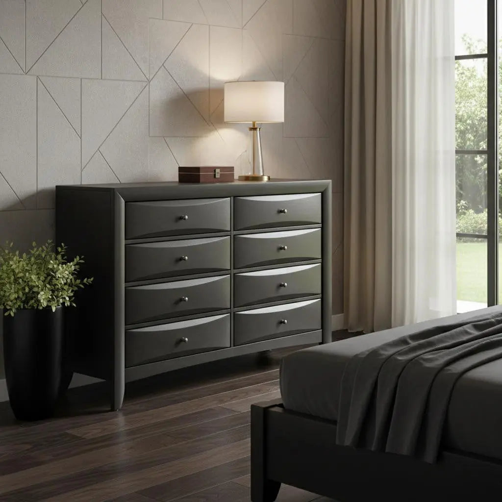 59" Gray Solid Wood Standard Dresser/Chest Homeroots Bed & Bath
