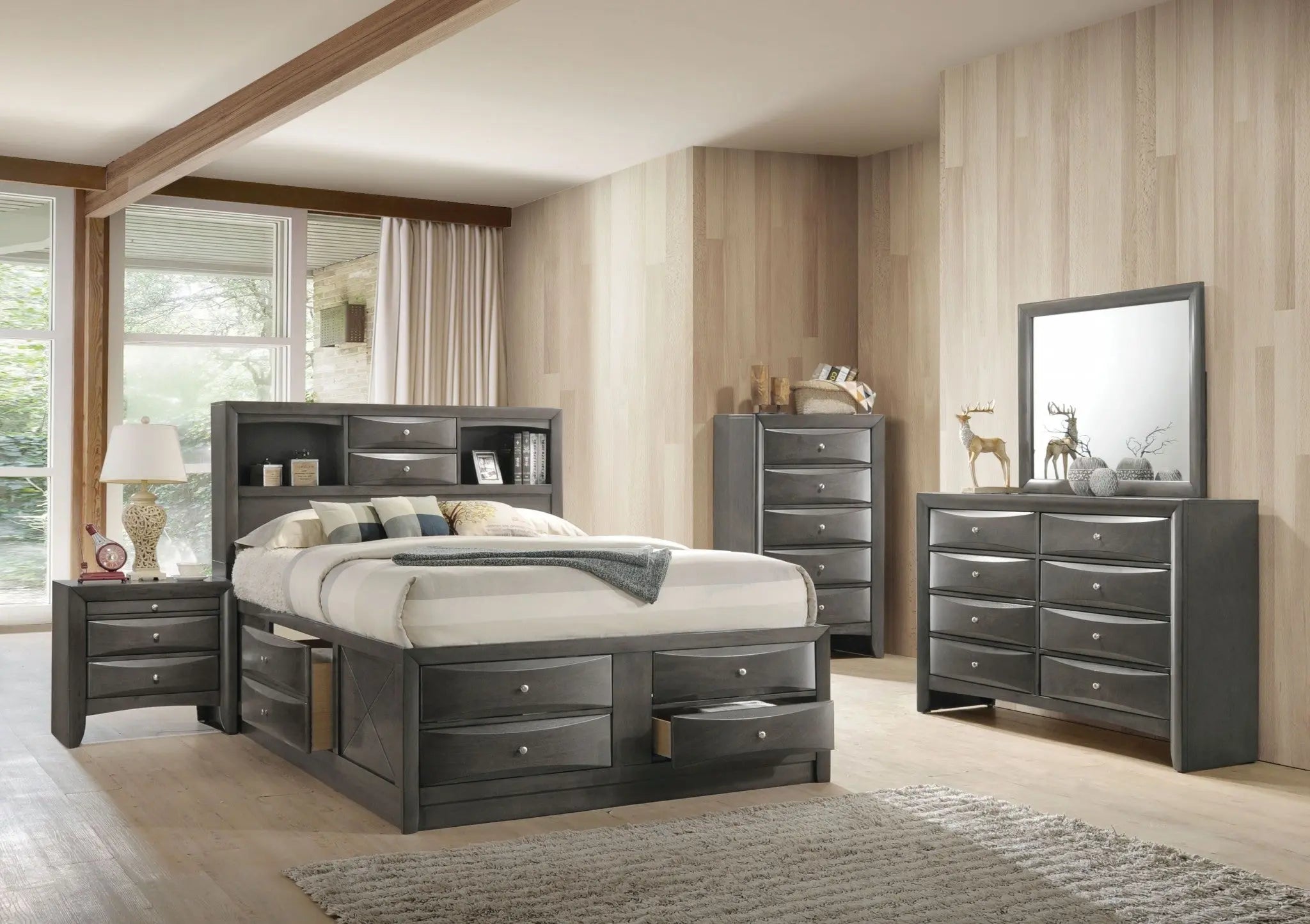 59" Gray Solid Wood Standard Dresser/Chest Homeroots Bed & Bath
