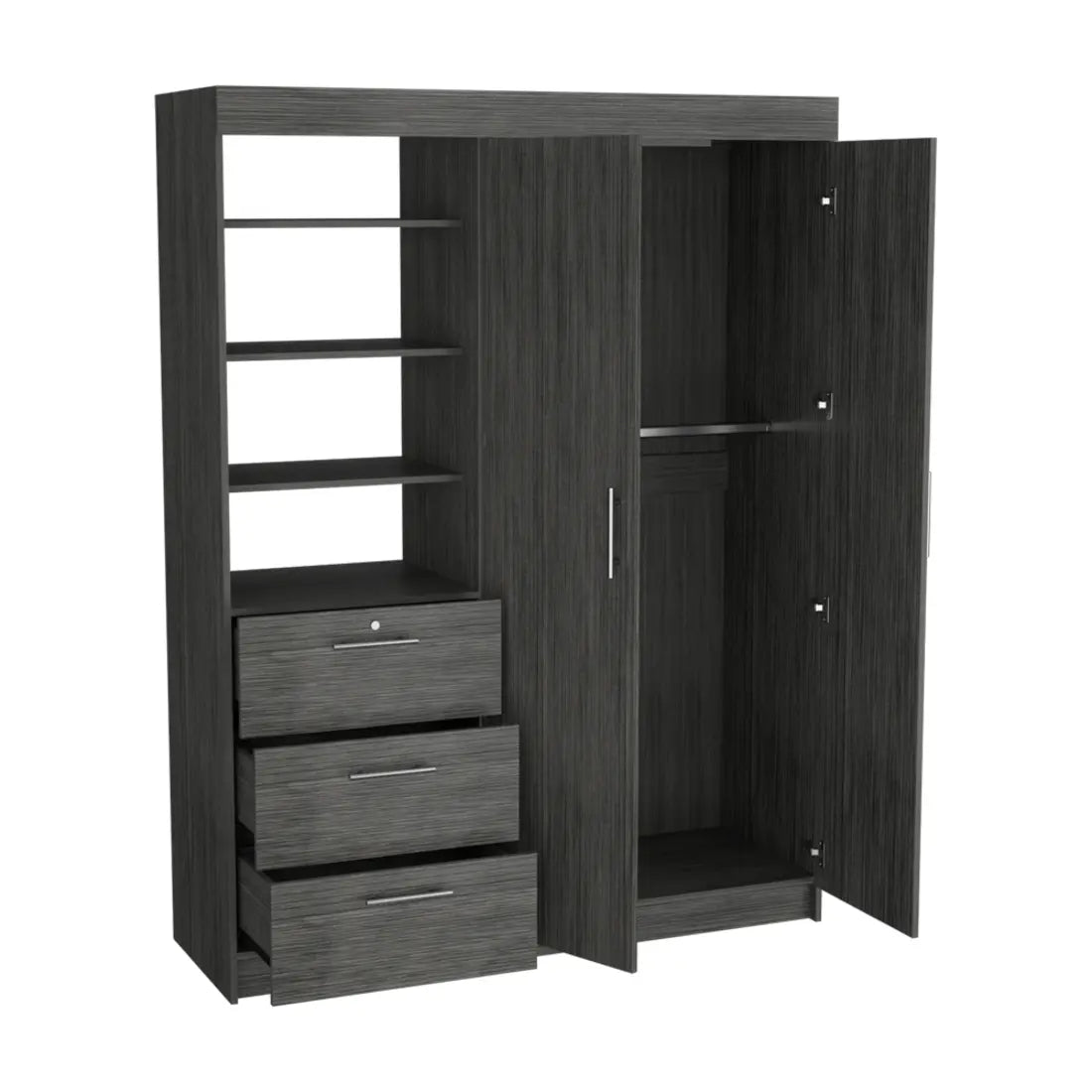 59" Gray Three Drawer Combo Dresser Homeroots Bed & Bath