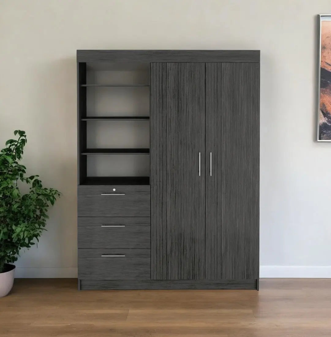 59" Gray Three Drawer Combo Dresser Homeroots Bed & Bath