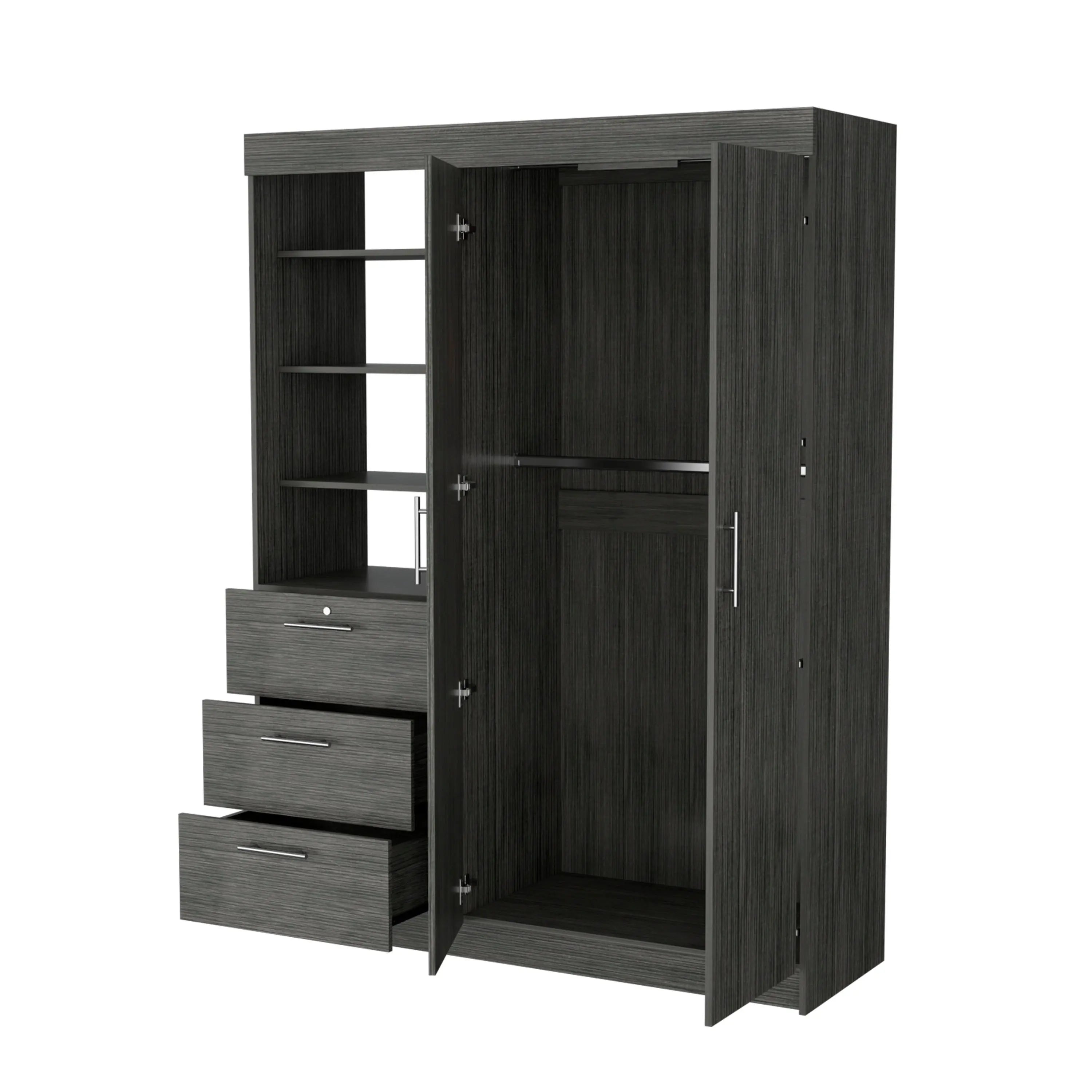 59" Gray Three Drawer Combo Dresser Homeroots Bed & Bath