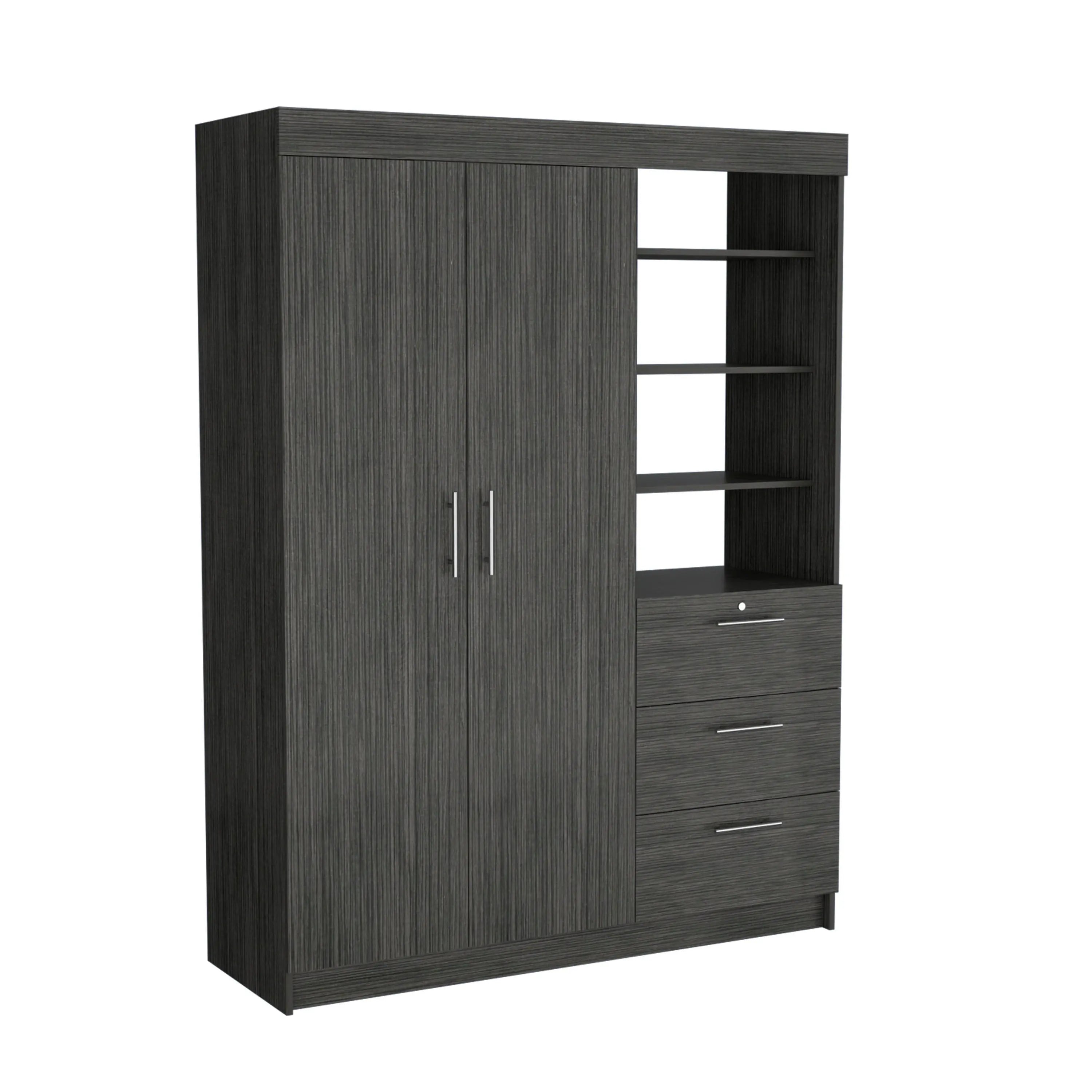 59" Gray Three Drawer Combo Dresser Homeroots Bed & Bath