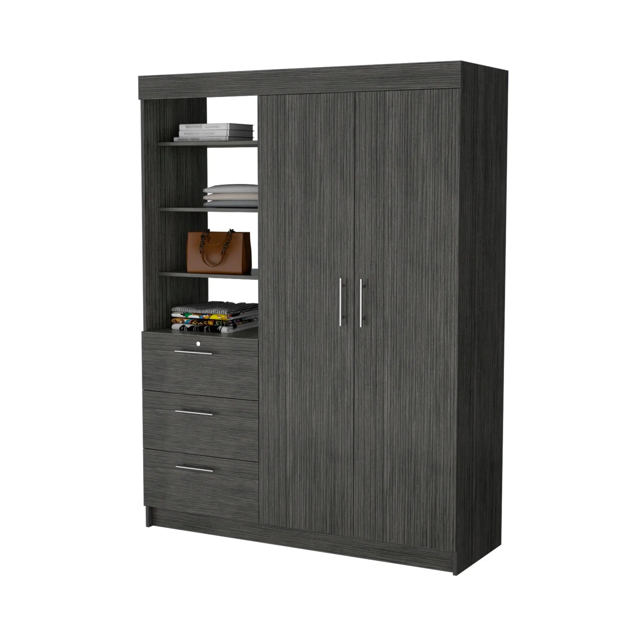 59" Gray Three Drawer Combo Dresser Homeroots Bed & Bath