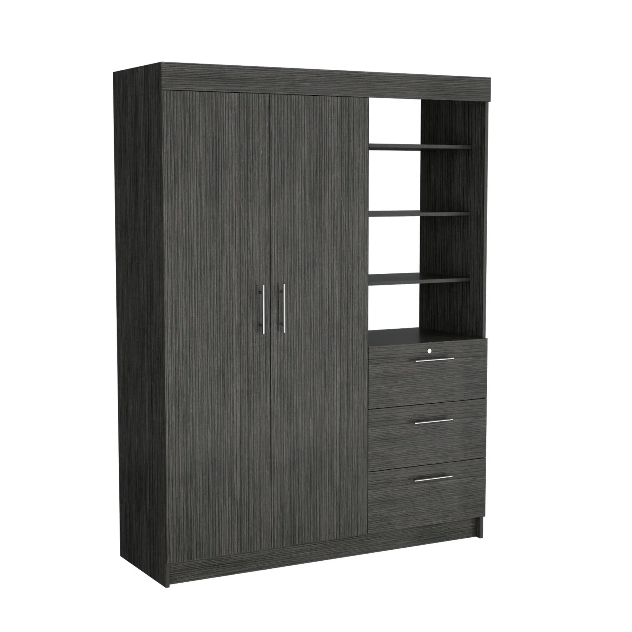 59" Gray Three Drawer Combo Dresser Homeroots Bed & Bath