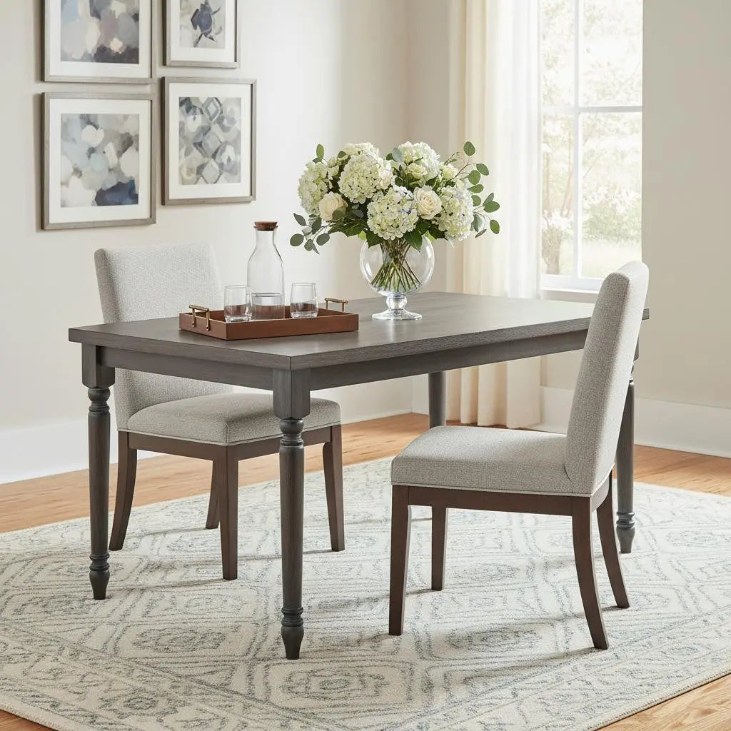 59" Gray Wood Dining Table Homeroots Kitchen & Dining
