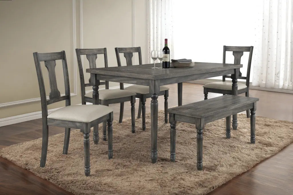 59" Gray Wood Dining Table Homeroots Kitchen & Dining